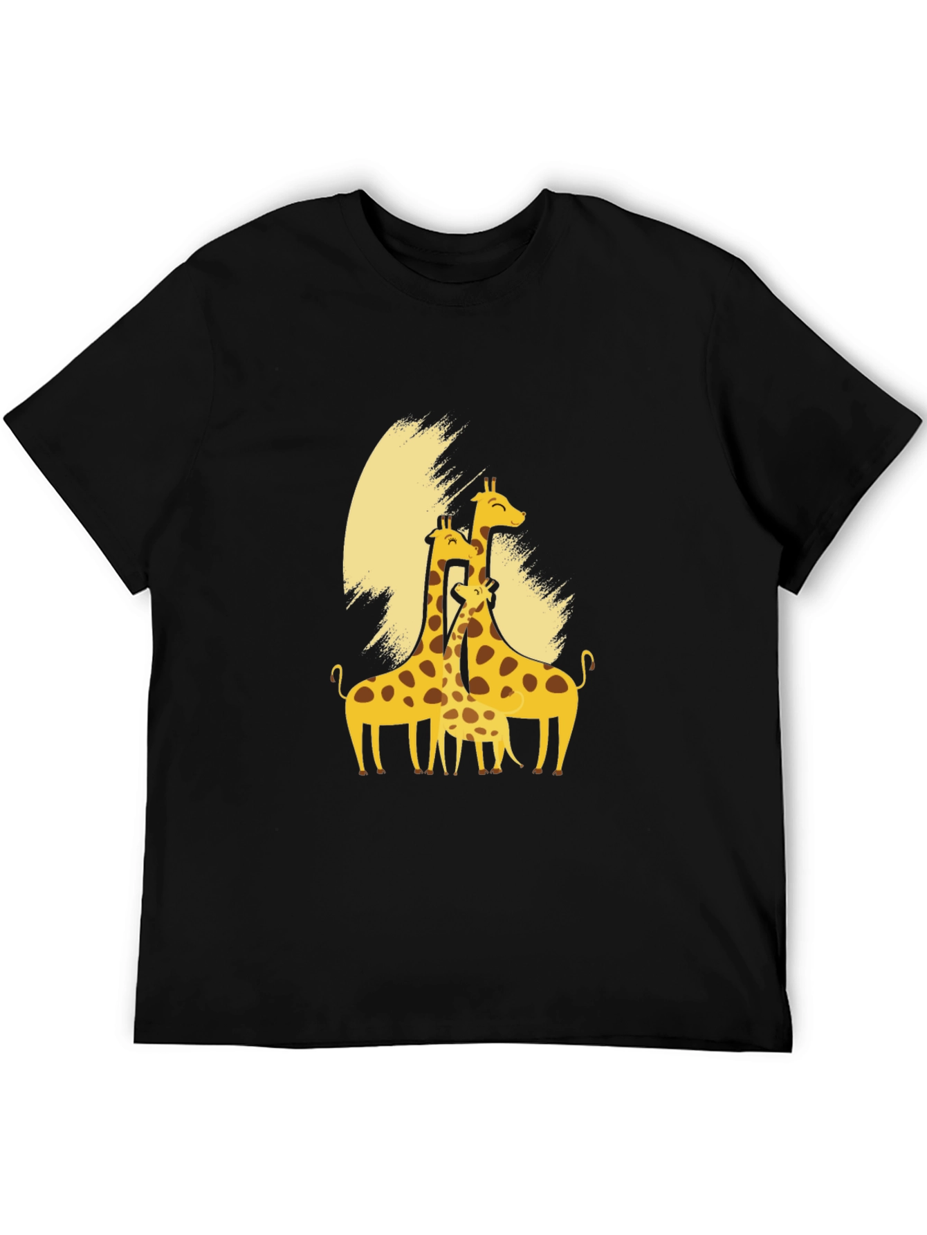 Giraffe Family Black T-Shirt