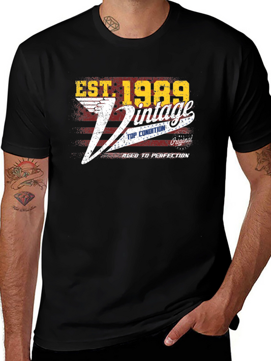 Vintage Est. 1989 Graphic T-Shirt - Classic Birthday Gift