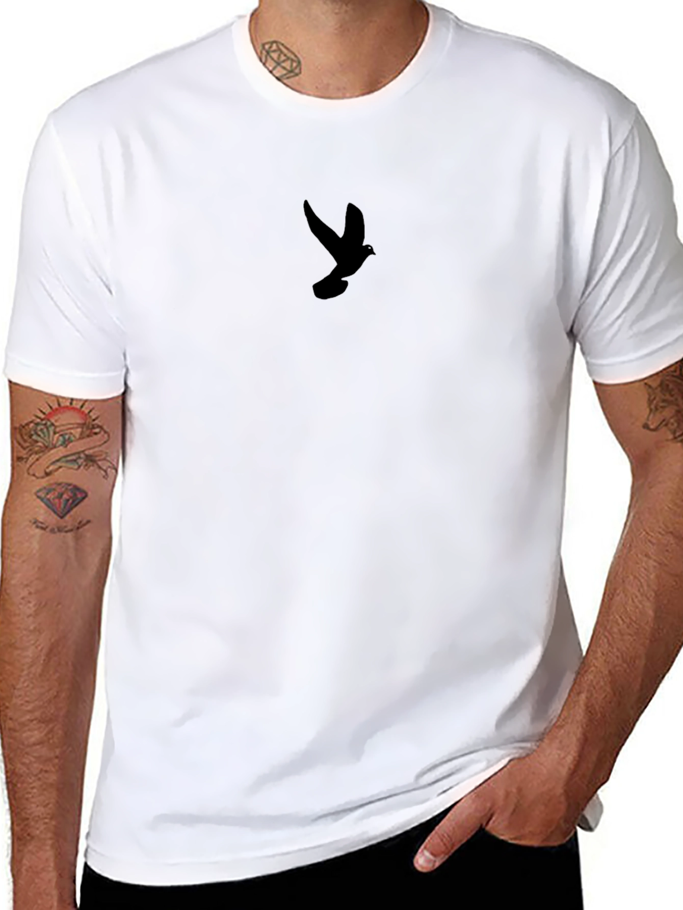 Black Bird Silhouette T-Shirt - Minimalist Design
