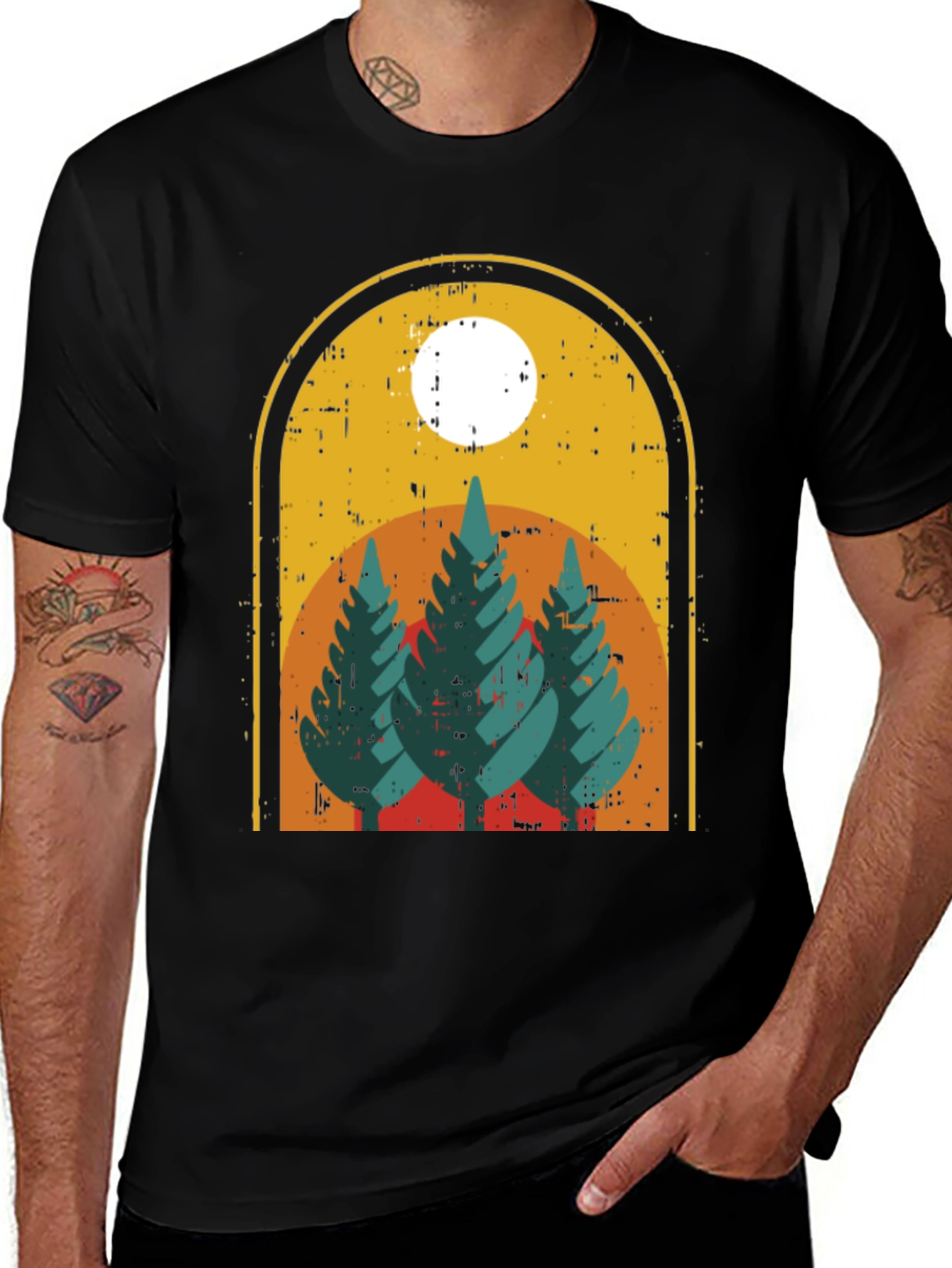 Retro Mountain Trees Graphic Tee