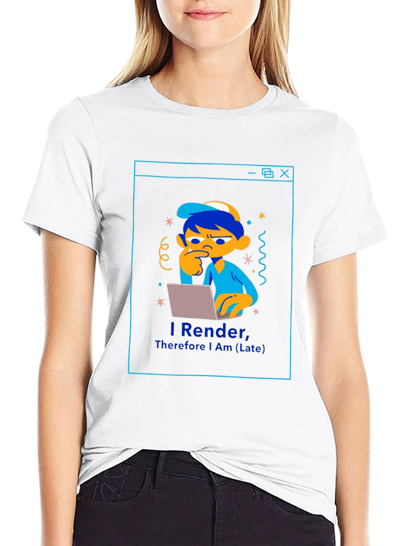 I Render Therefore I Am (Late) Black T-Shirt