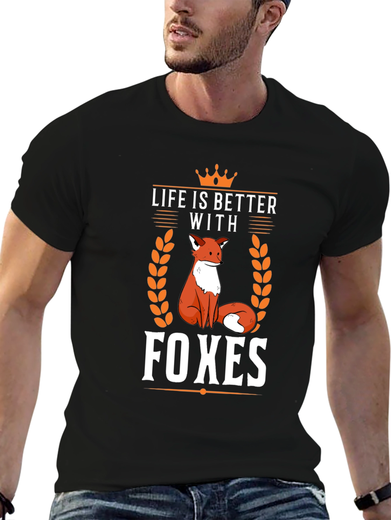 Life is Better with Foxes Black T-Shirt