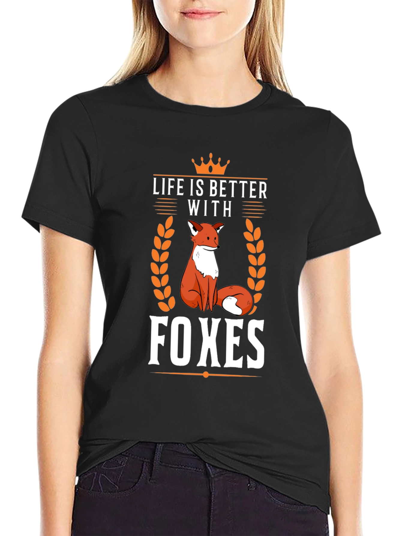 Life is Better with Foxes Black T-Shirt