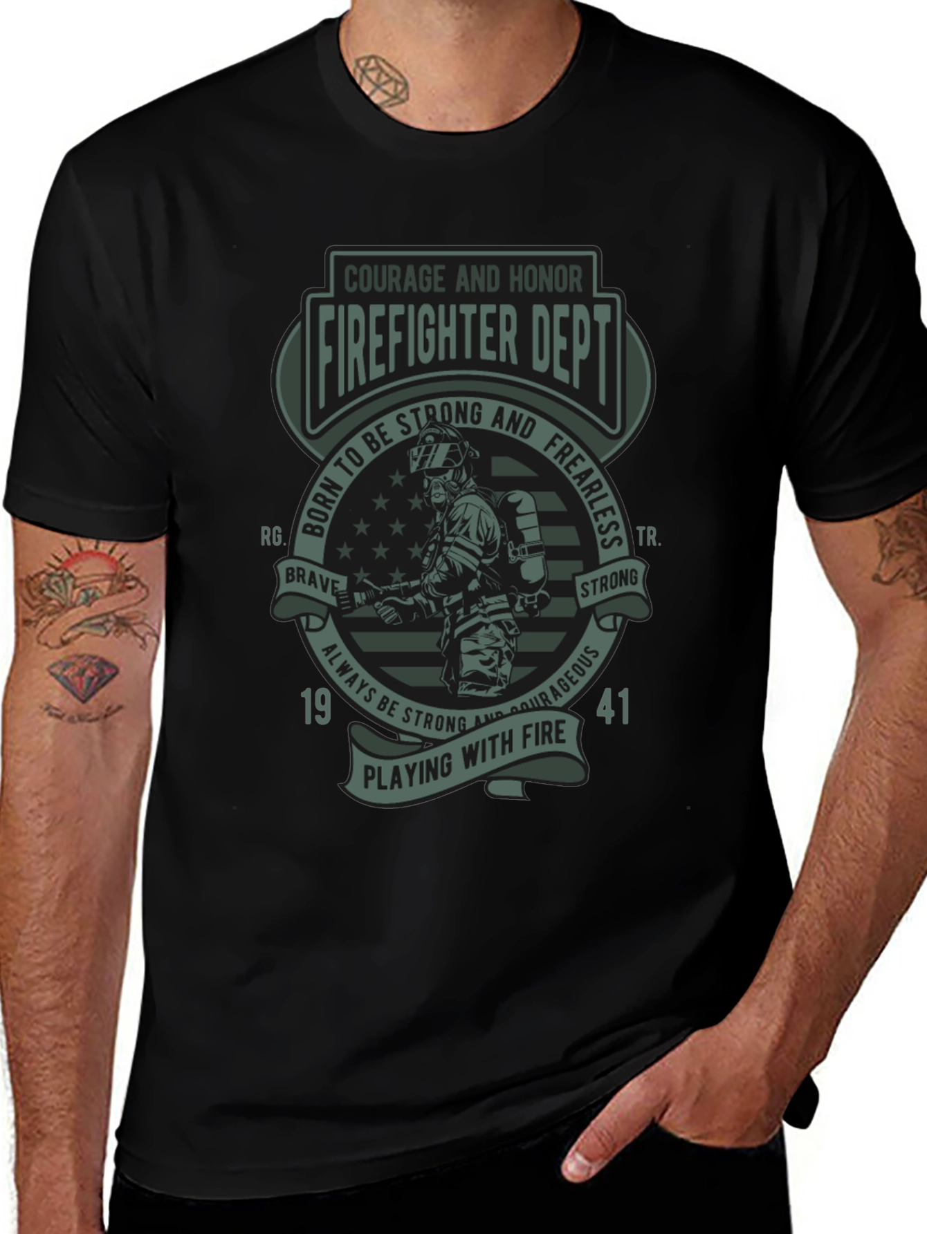 Firefighter Dept. T-Shirt - Courage & Honor Design