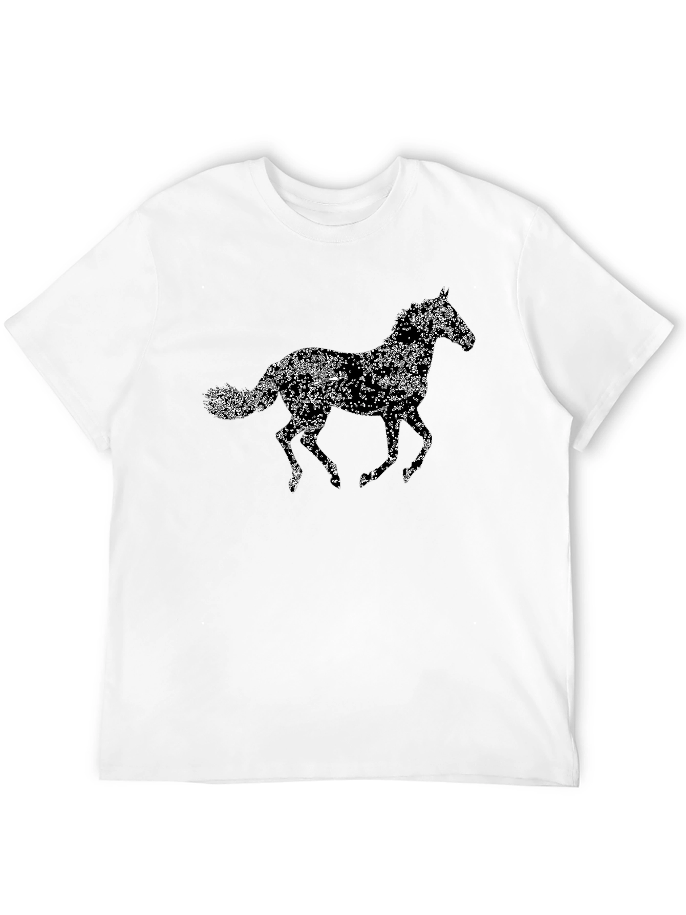 Floral Horse Graphic Tee - Black Cotton