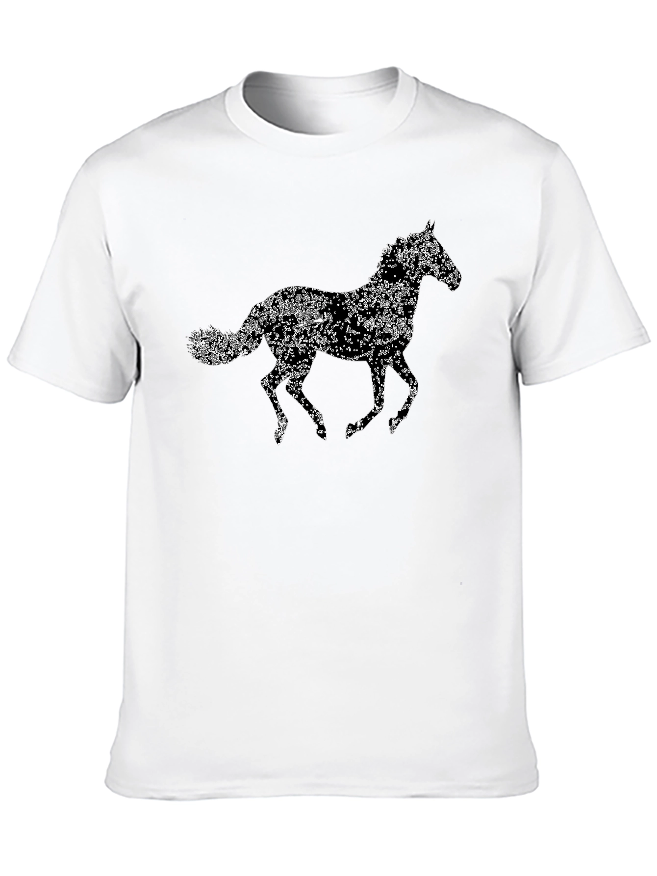 Floral Horse Graphic Tee - Black Cotton