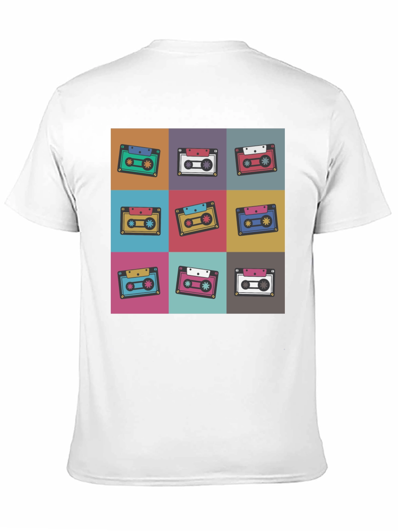 Retro Cassette Tape Pattern T-Shirt