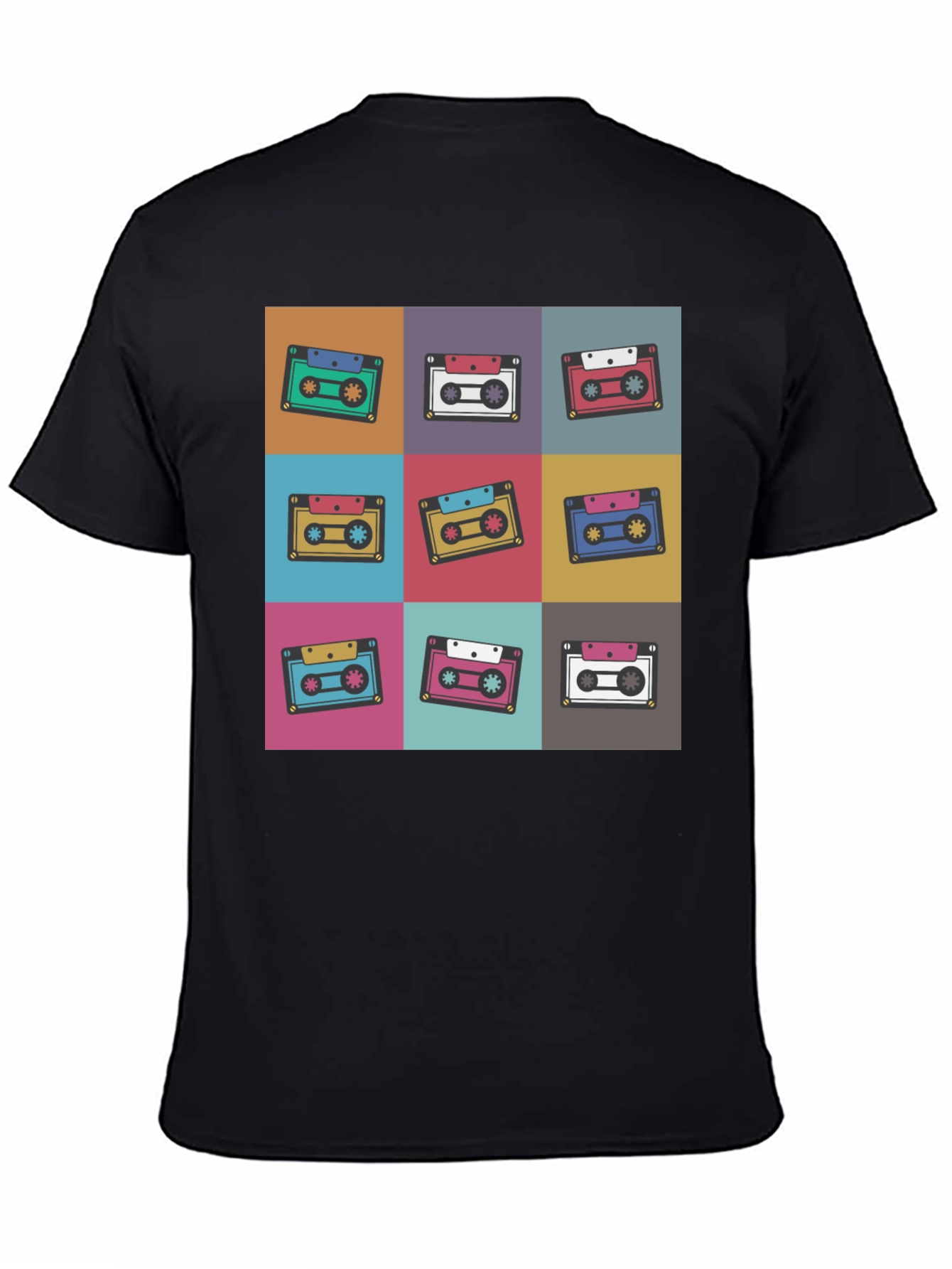 Retro Cassette Tape Pattern T-Shirt
