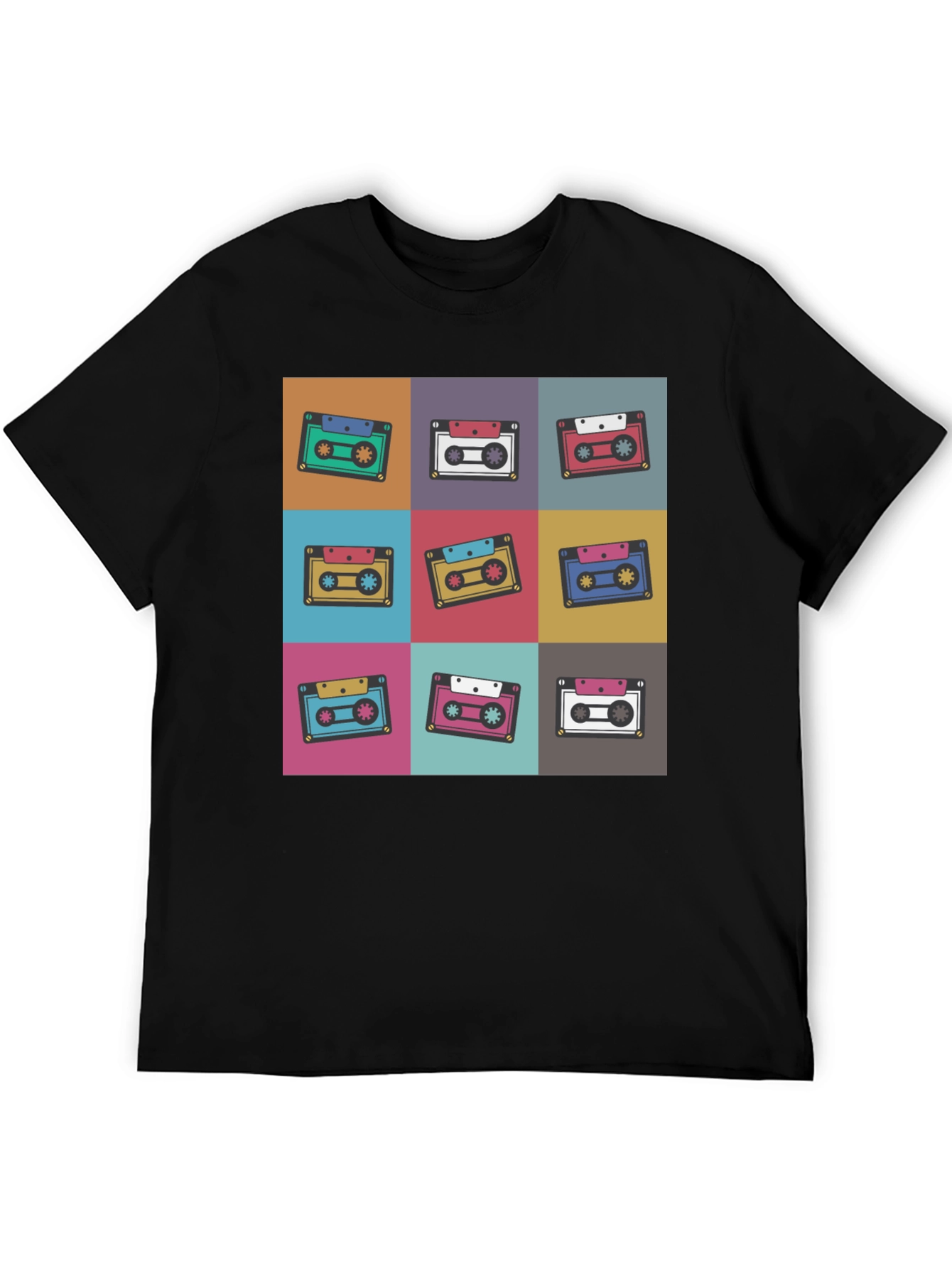 Retro Cassette Tape Pattern T-Shirt