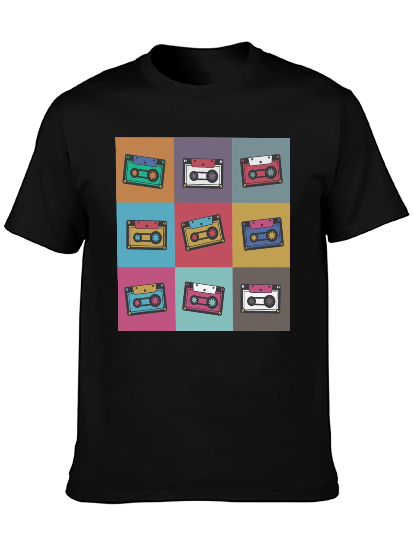 Retro Cassette Tape Pattern T-Shirt
