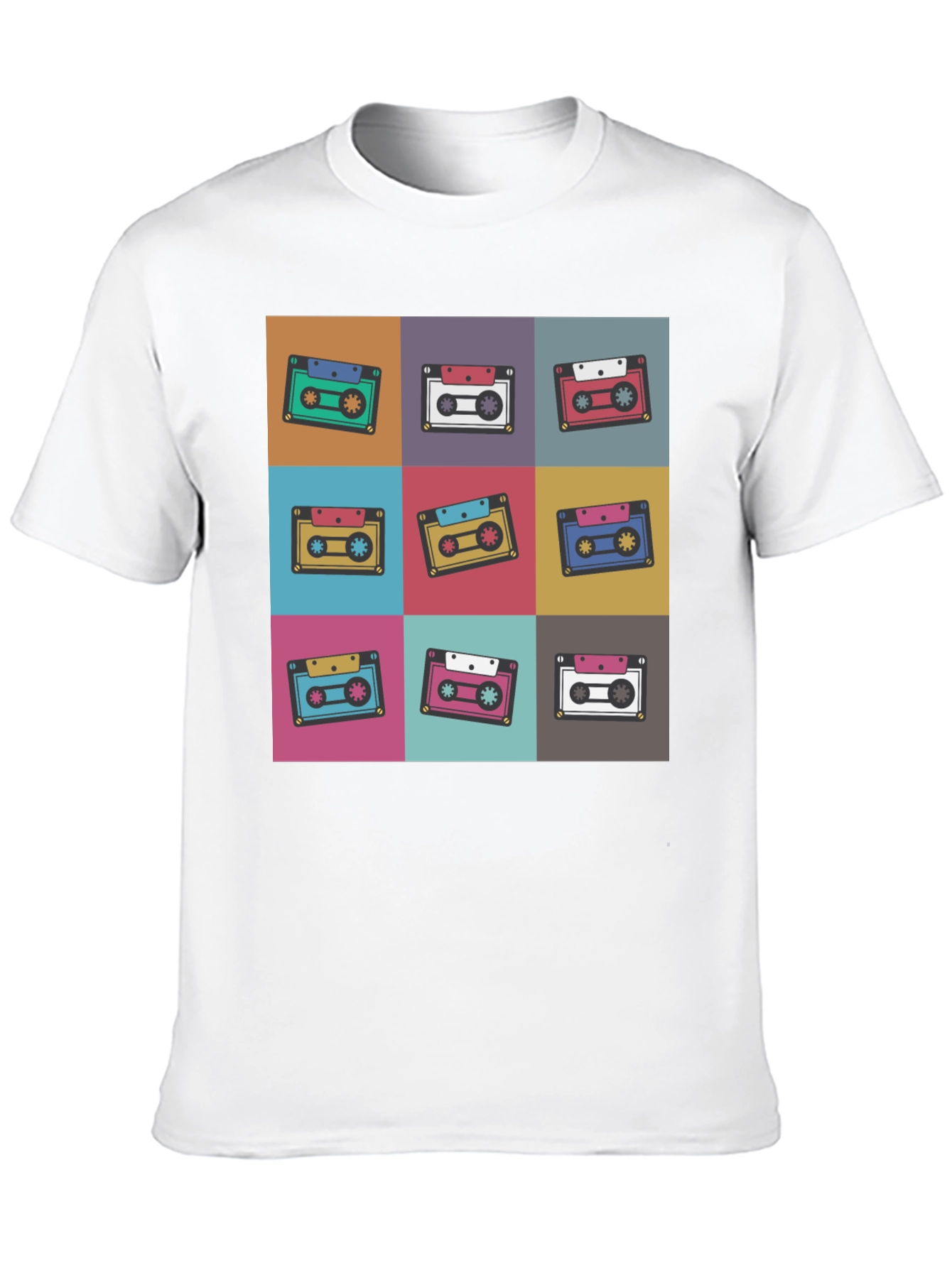 Retro Cassette Tape Pattern T-Shirt