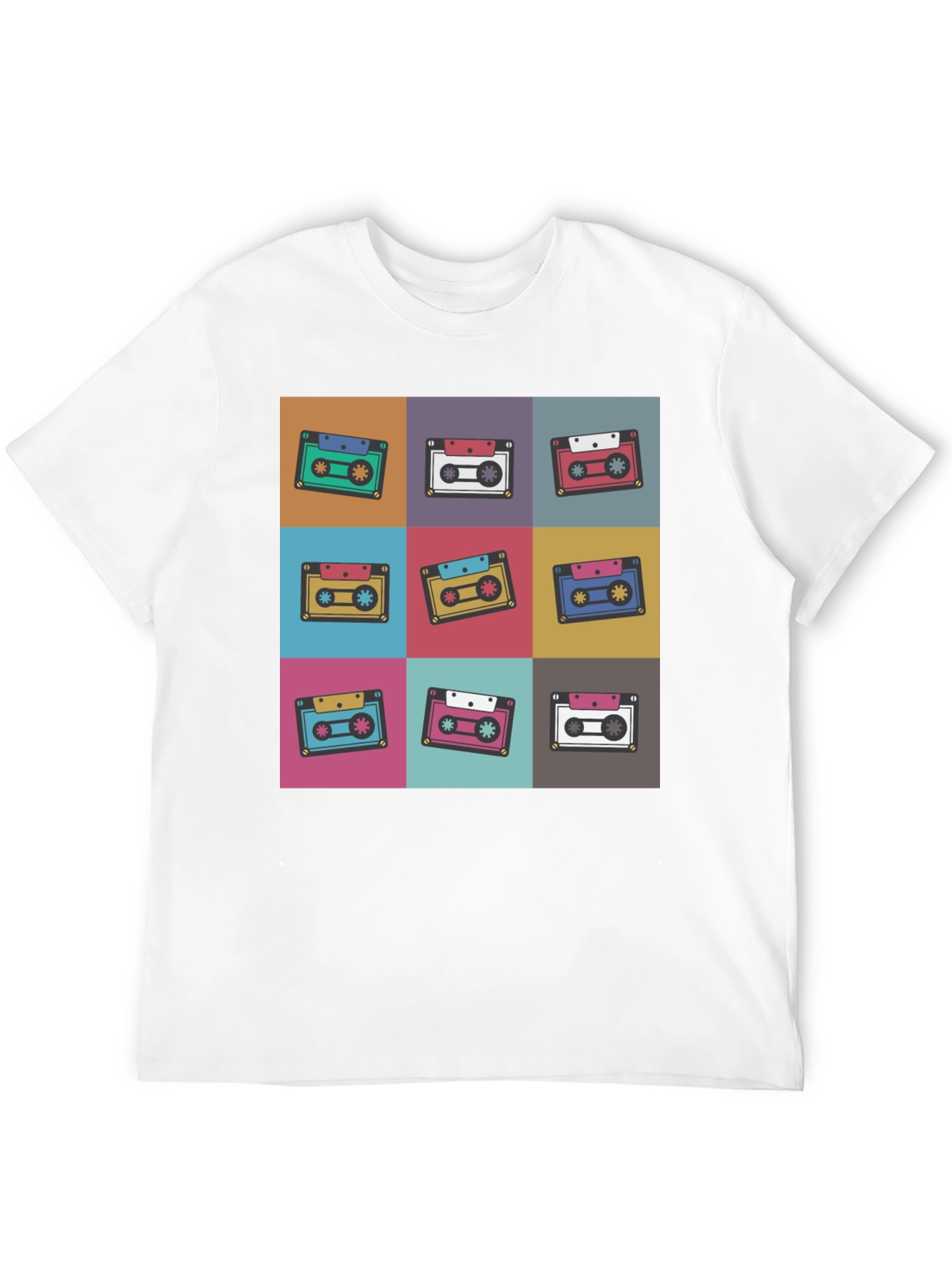 Retro Cassette Tape Pattern T-Shirt