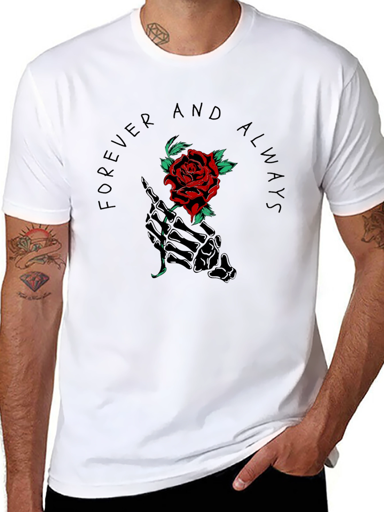 Forever Always Rose Skeleton Hand Graphic Tee