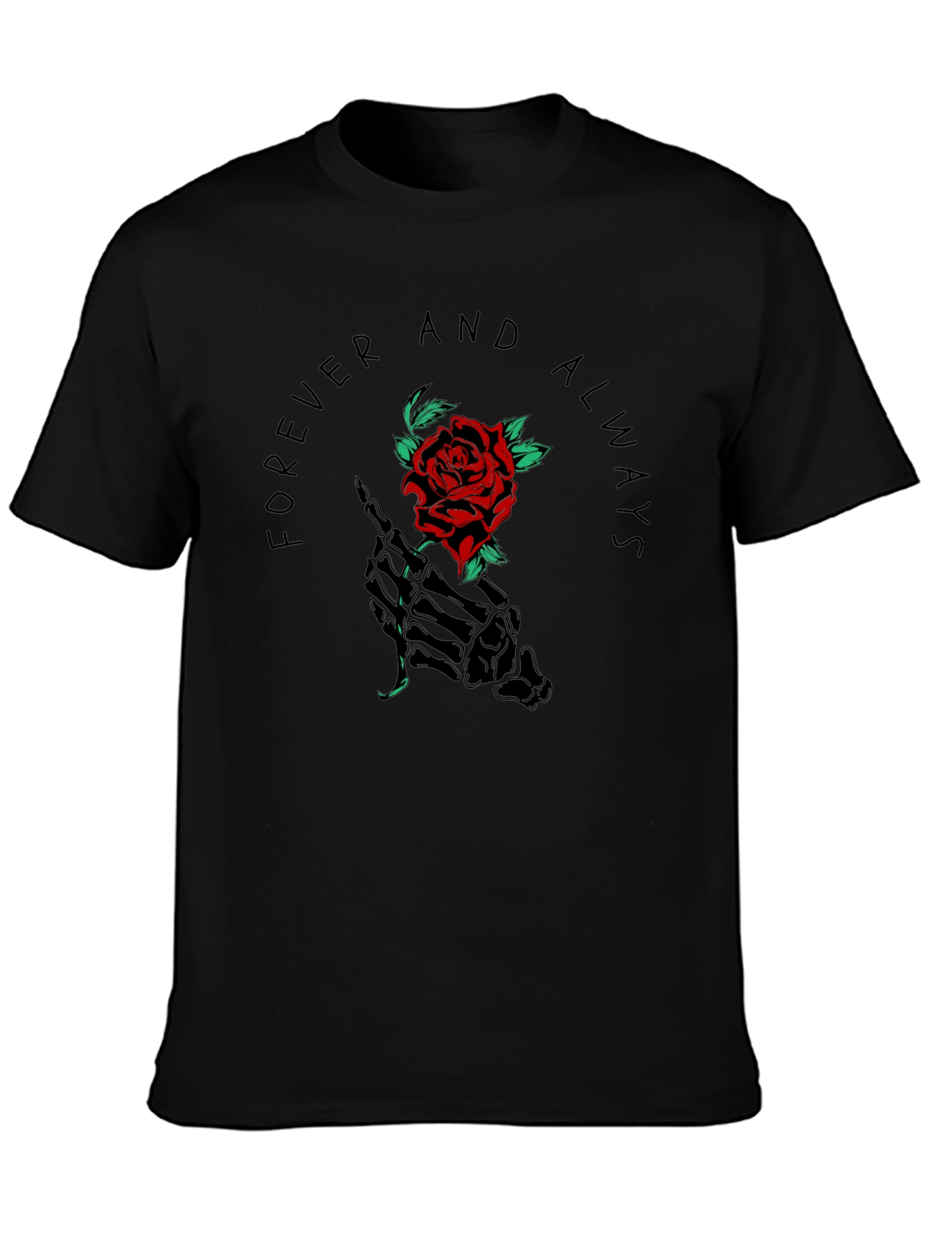 Forever Always Rose Skeleton Hand Graphic Tee