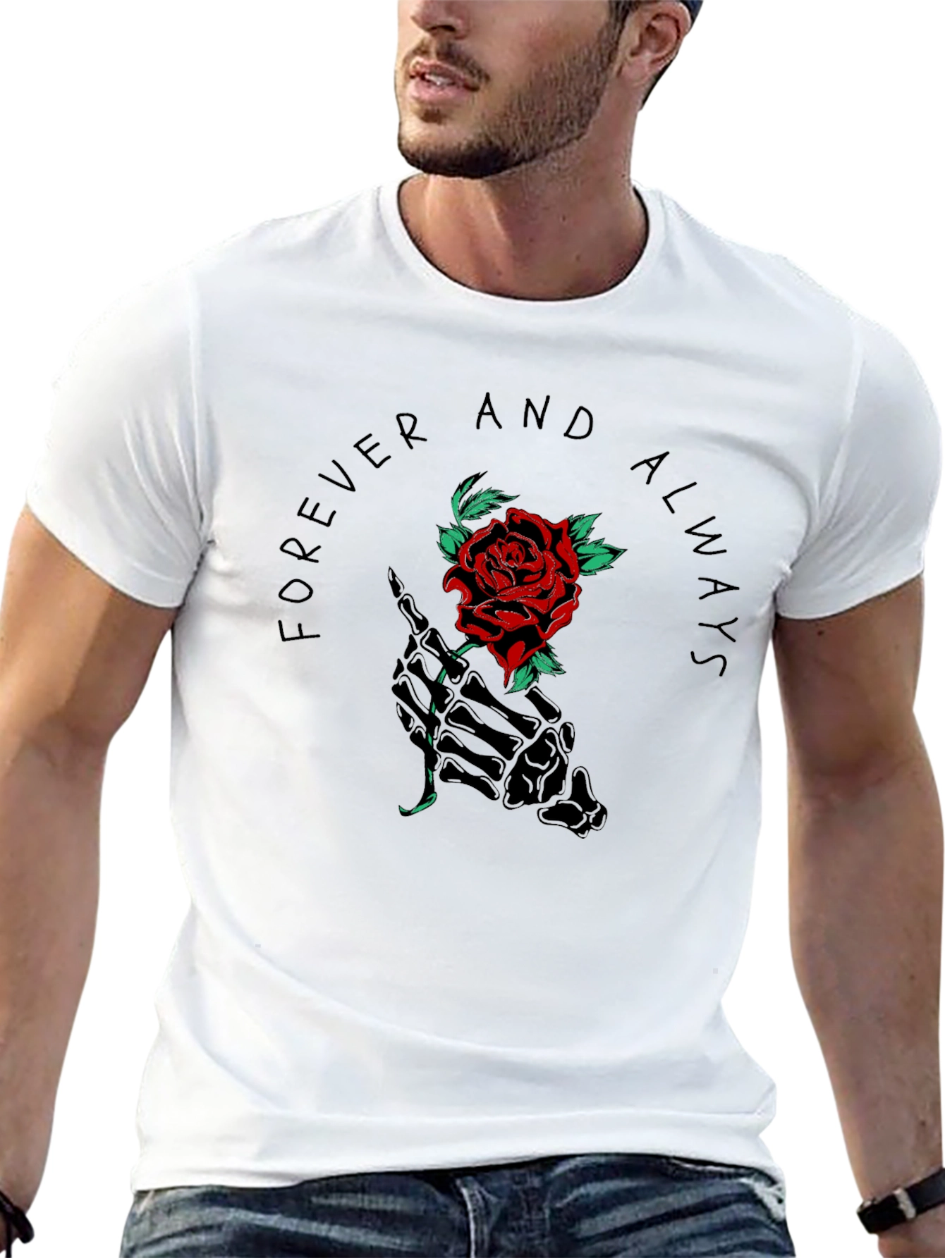Forever Always Rose Skeleton Hand Graphic Tee