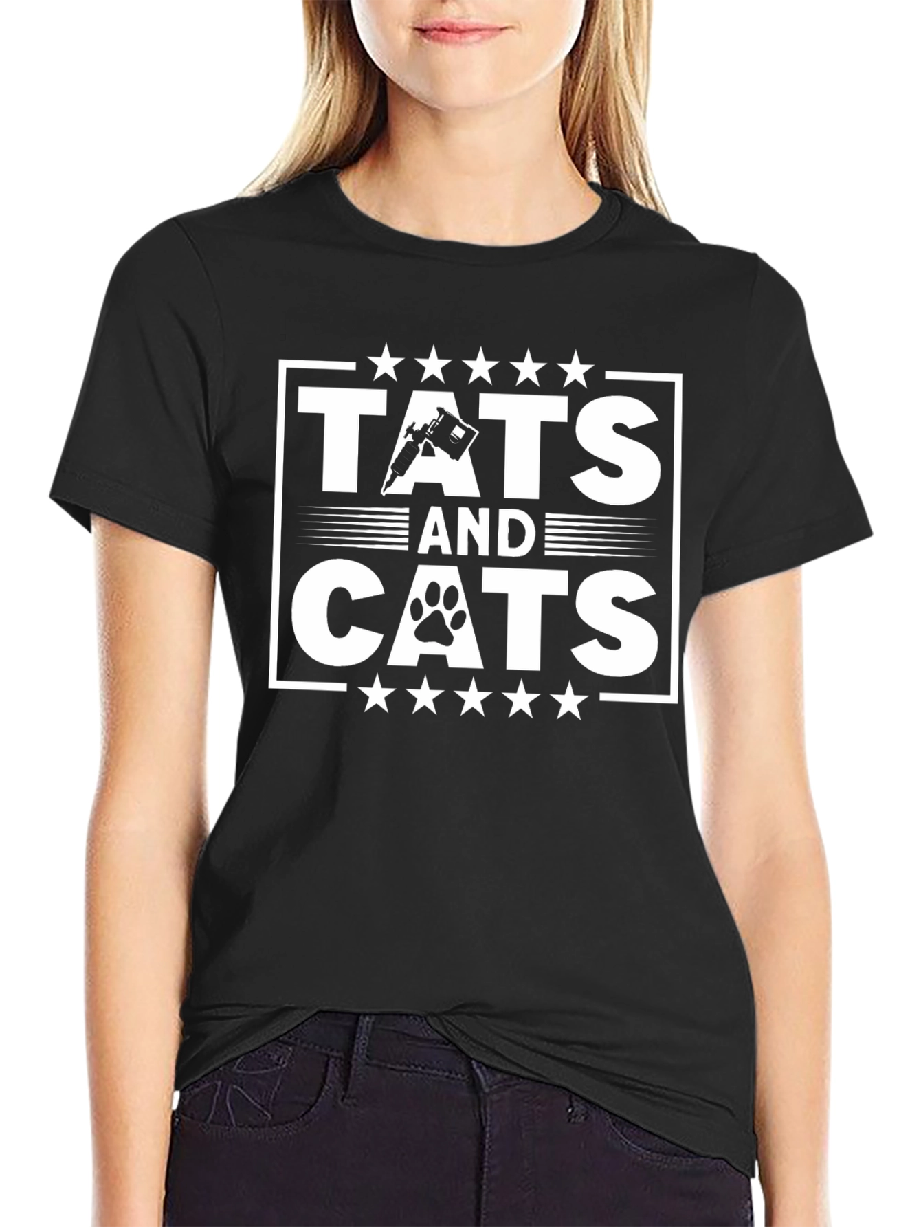 Tats and Cats Graphic T-Shirt - Black
