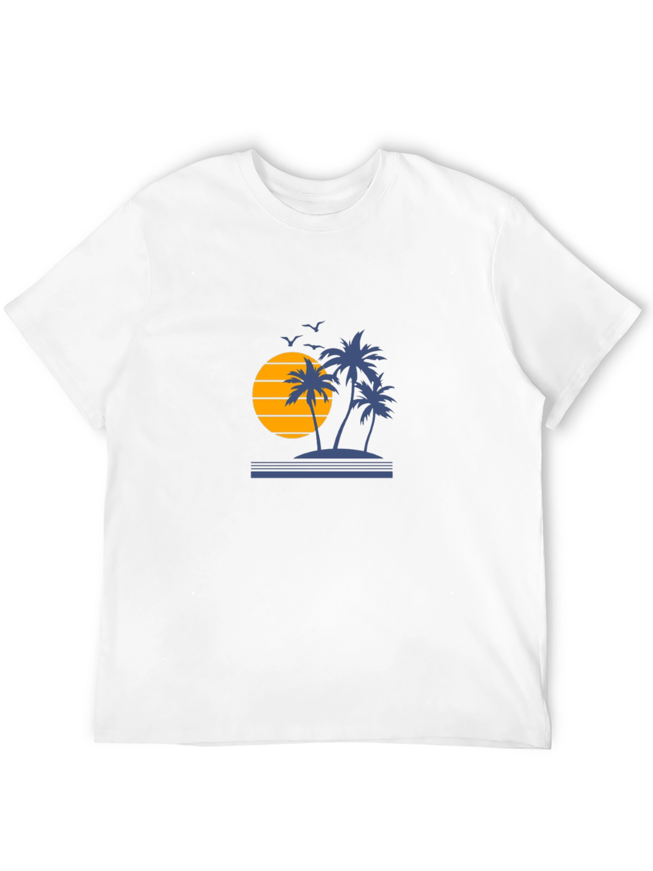 Sunset Palm Tree Graphic Black T-Shirt