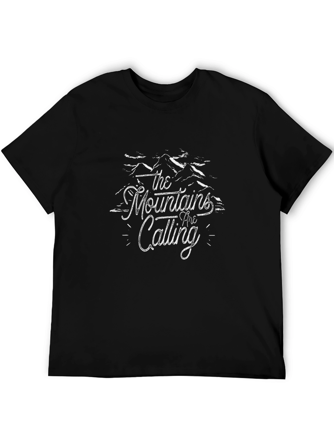 Mountains are Calling Graphic Tee - Black Cotton
