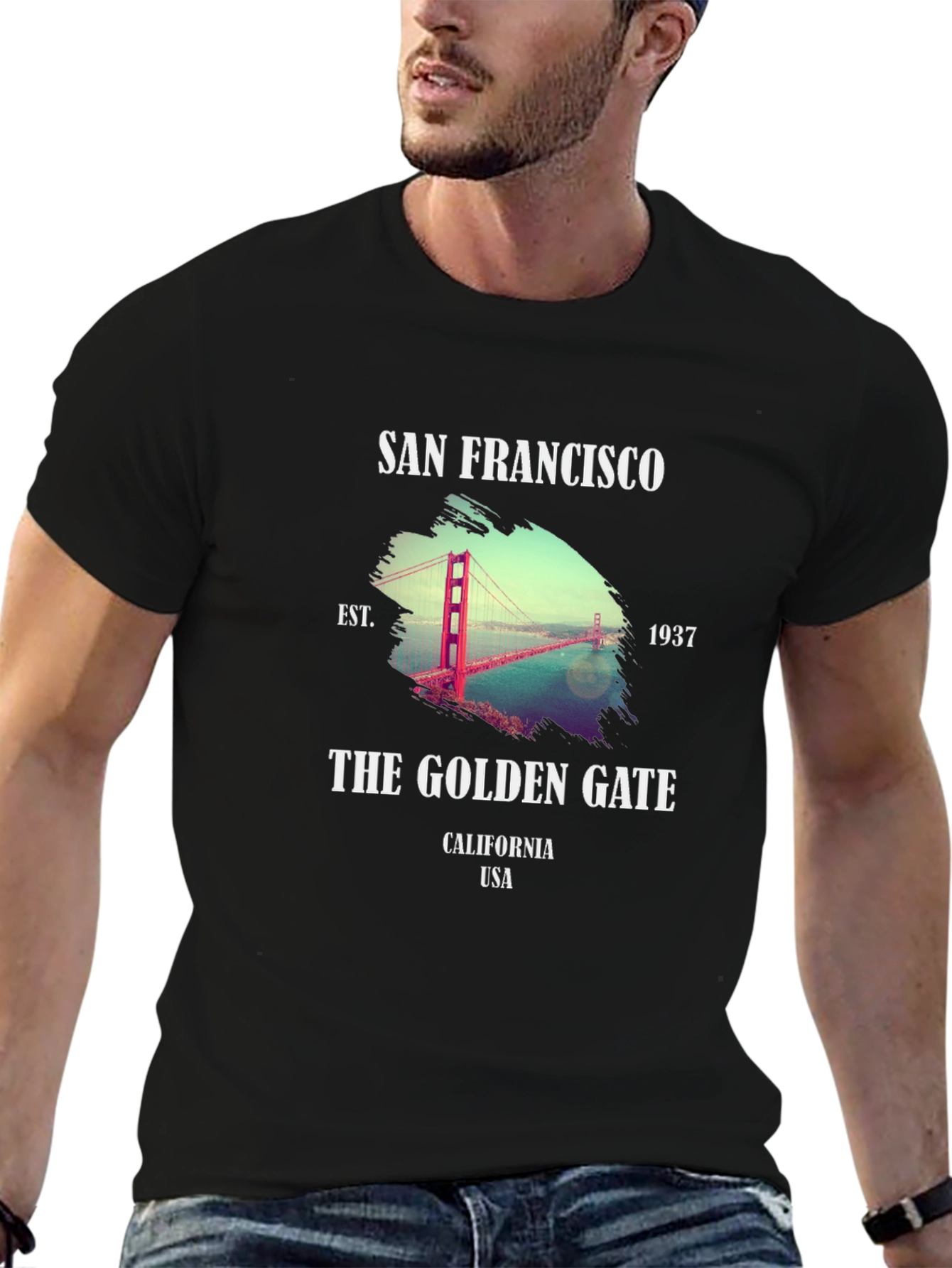 San Francisco Golden Gate Bridge Black T-Shirt