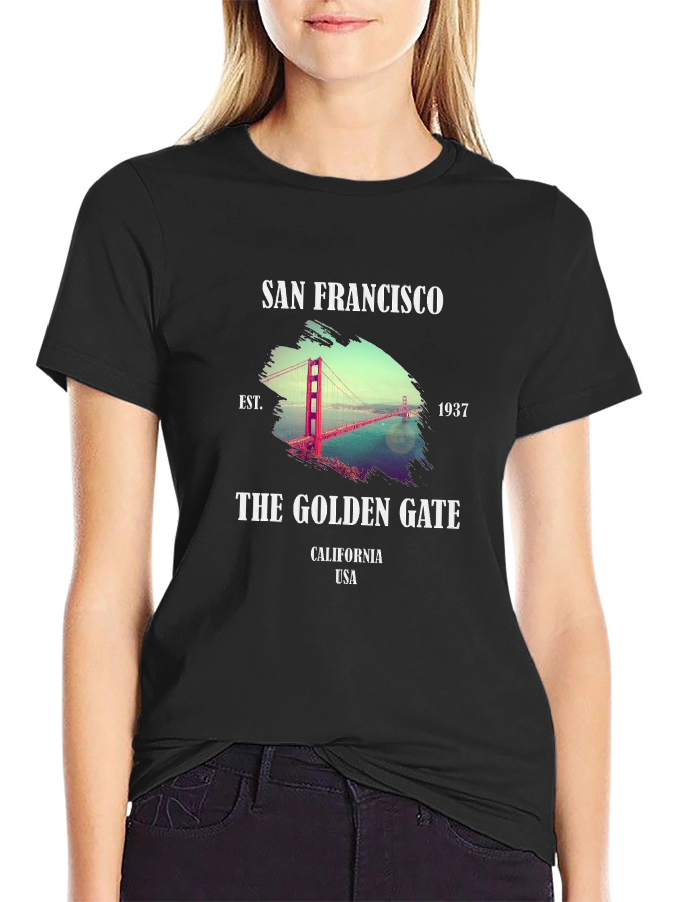 San Francisco Golden Gate Bridge Black T-Shirt