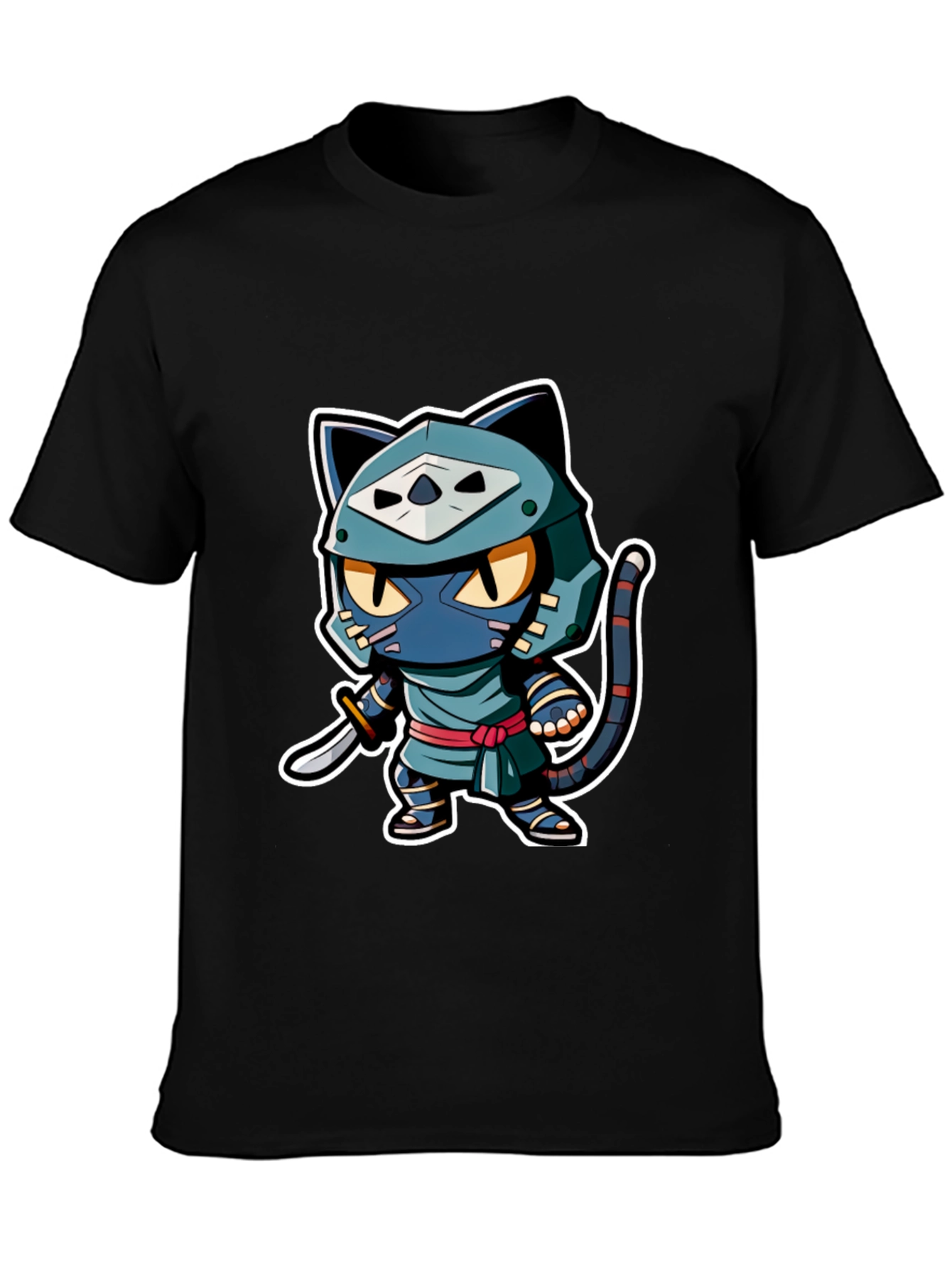 Ninja Cat Graphic Tee - Black