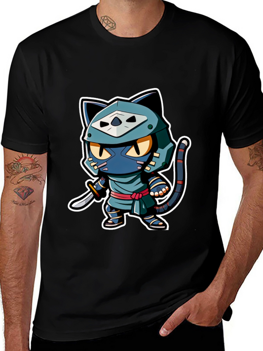 Ninja Cat Graphic Tee - Black