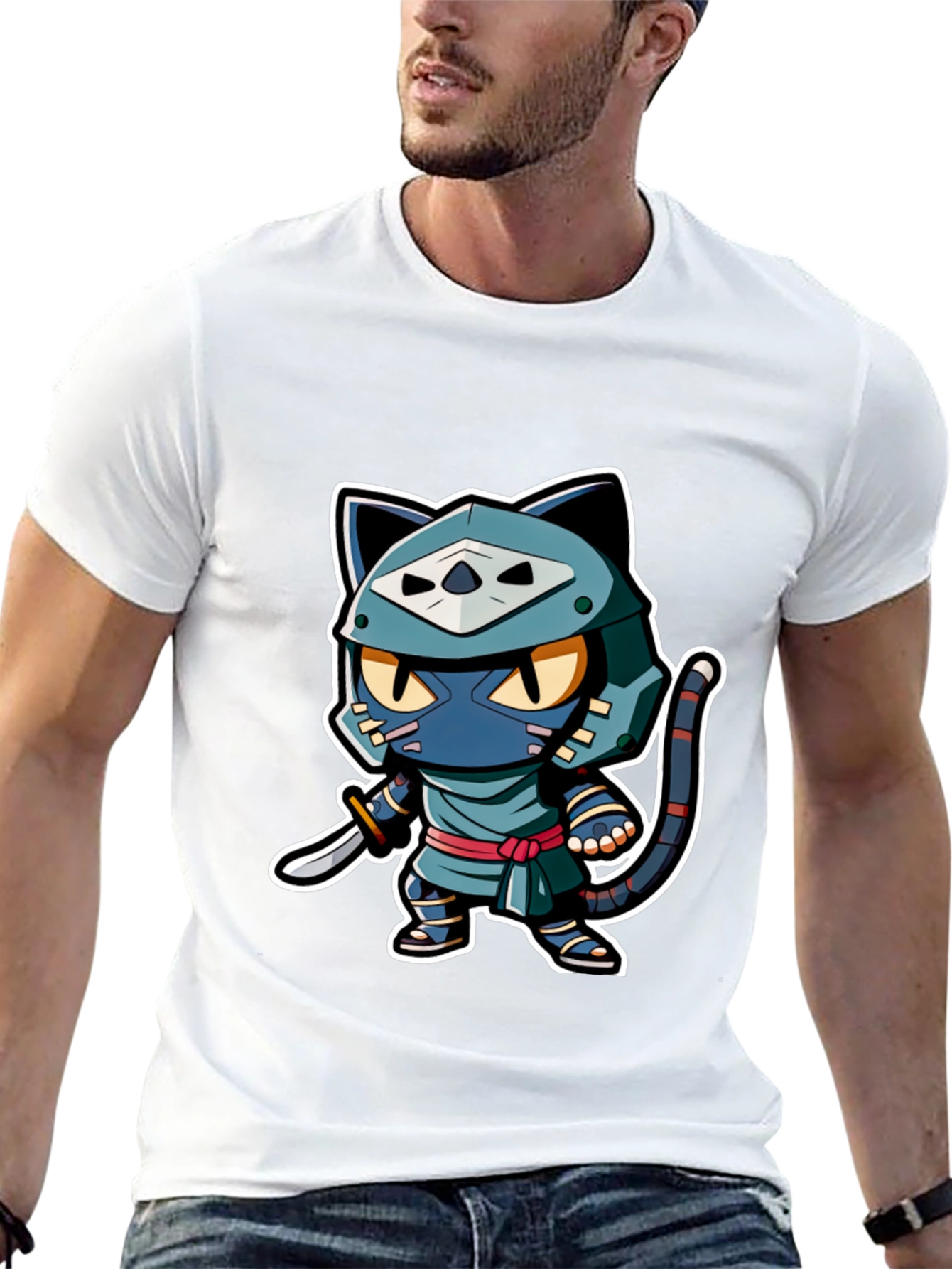Ninja Cat Graphic Tee - Black