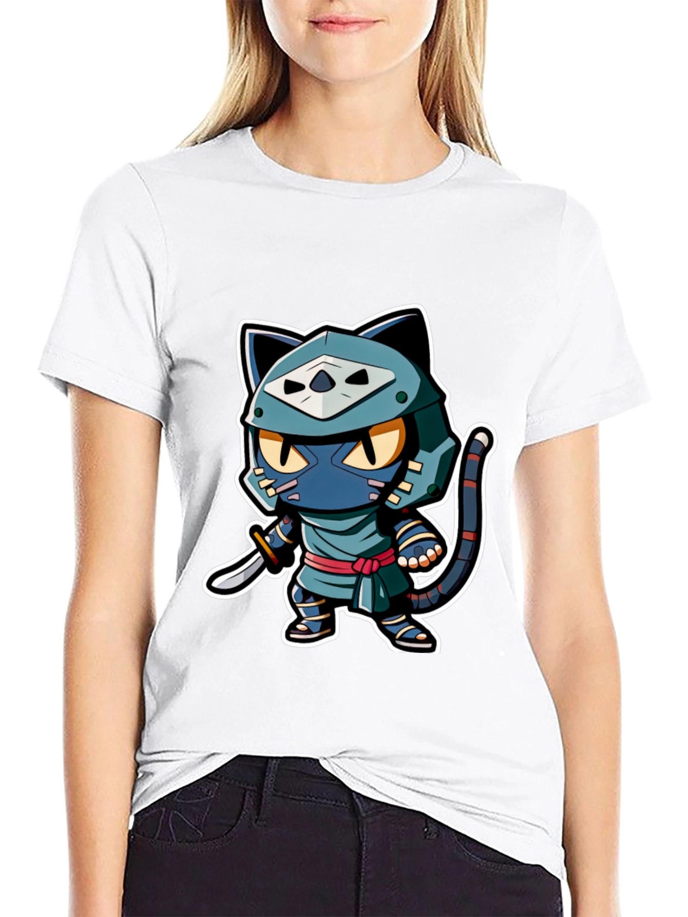 Ninja Cat Graphic Tee - Black