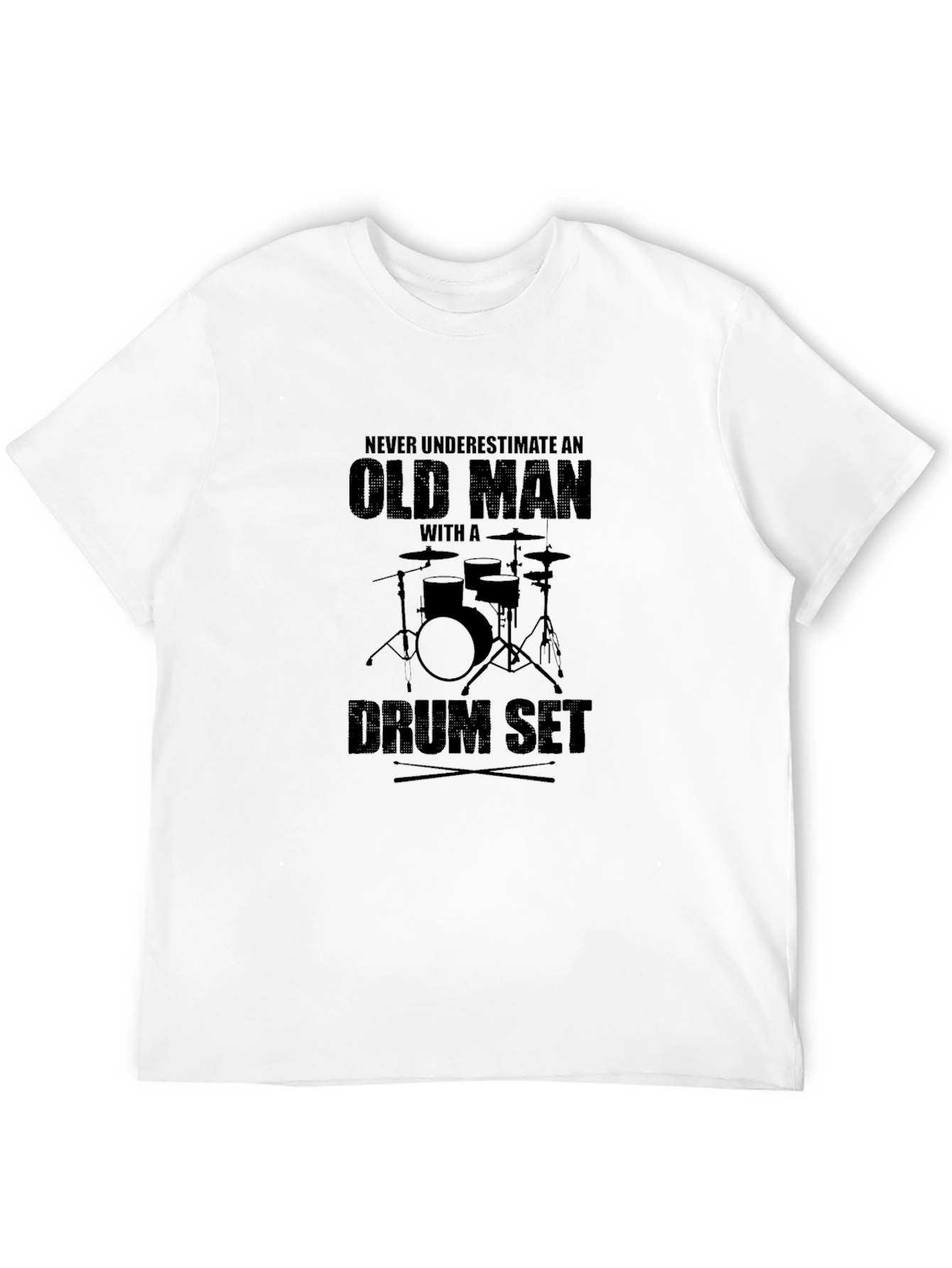 Old Man Drum Set Black T-Shirt
