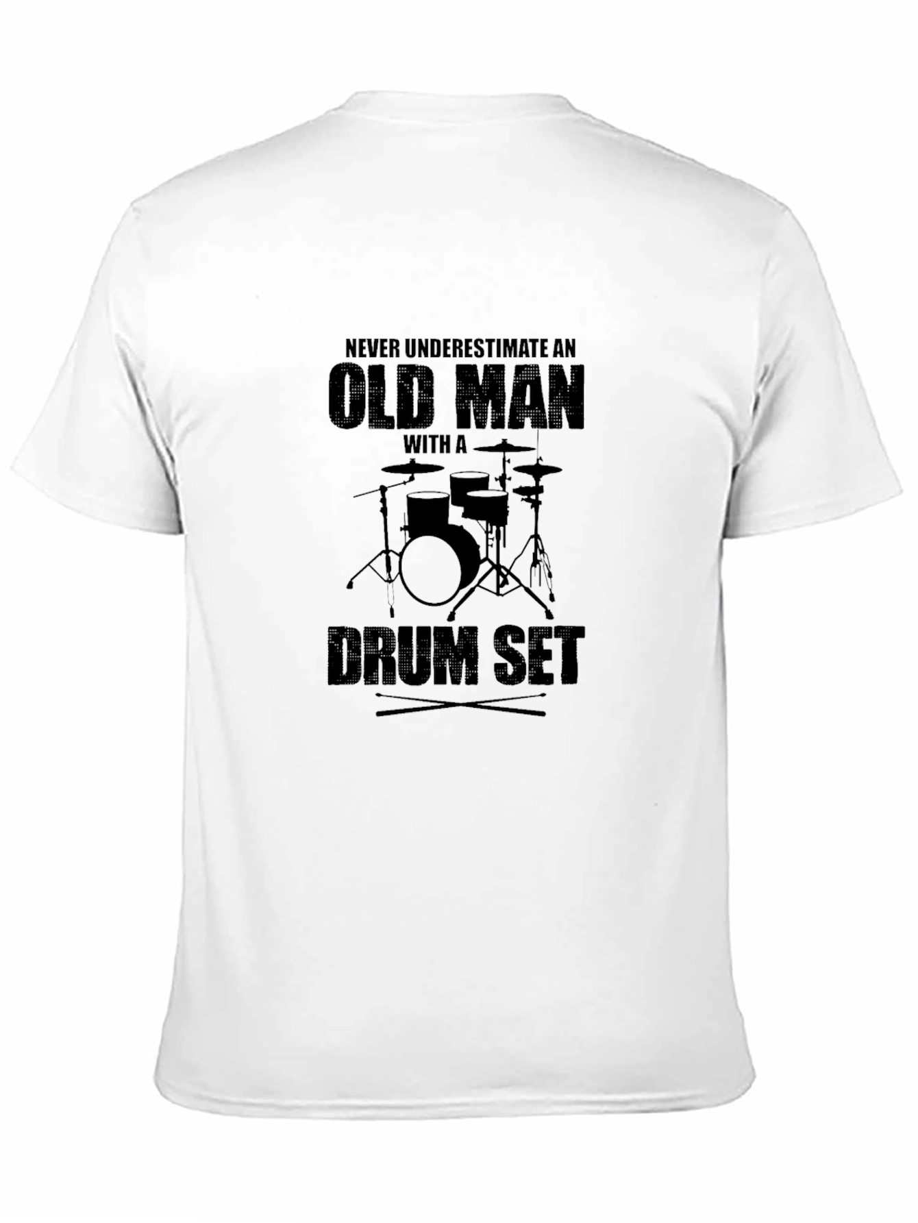 Old Man Drum Set Black T-Shirt