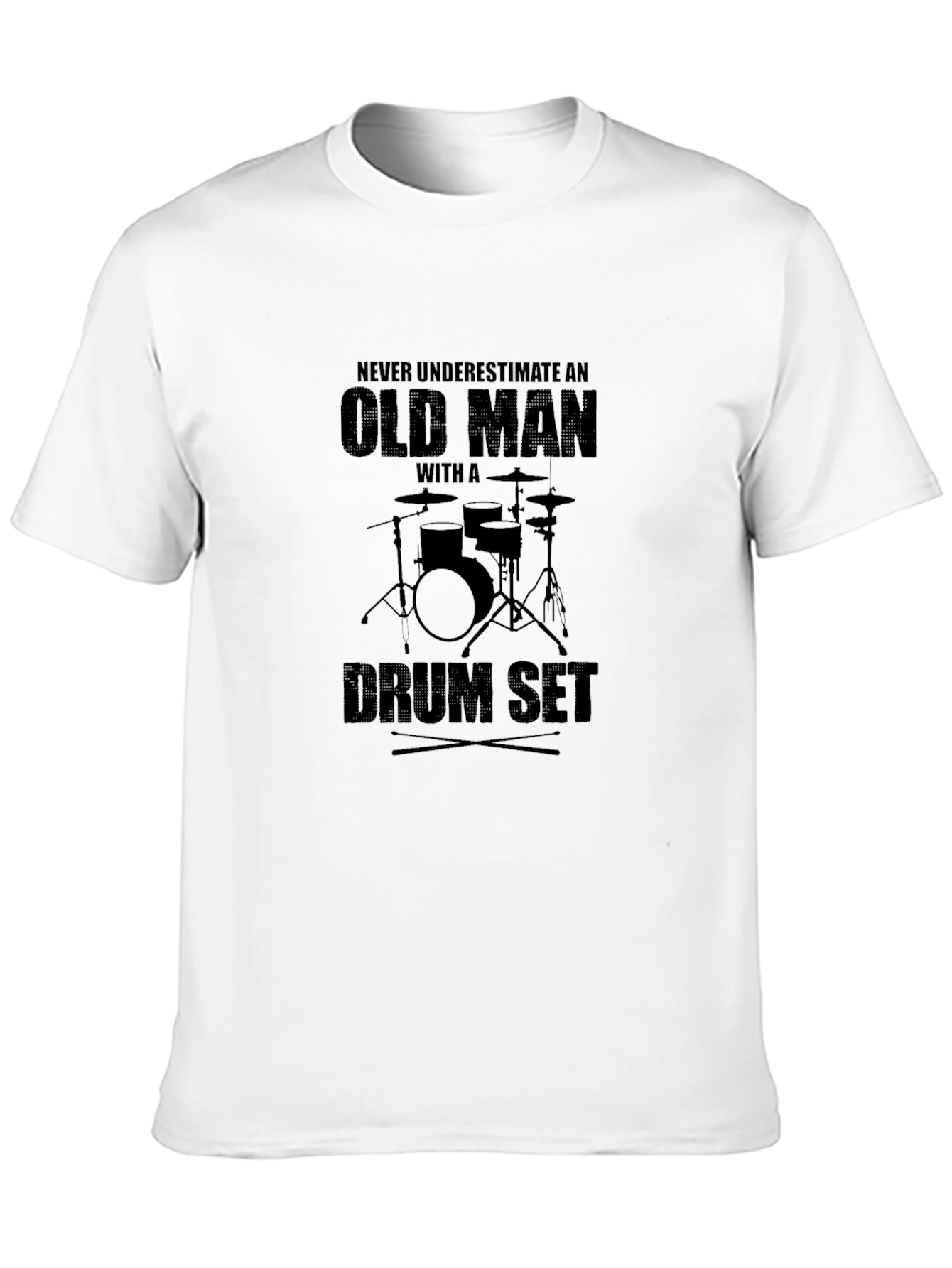 Old Man Drum Set Black T-Shirt