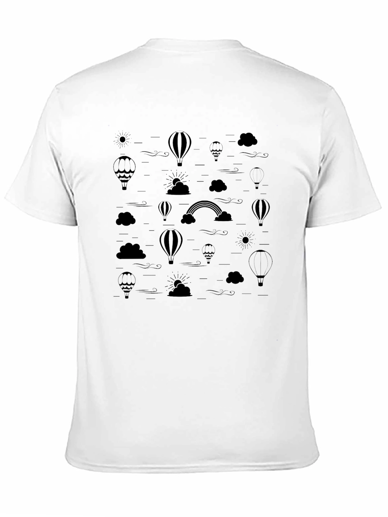 Mens Black Hot Air Balloon & Rainbow Print T-Shirt