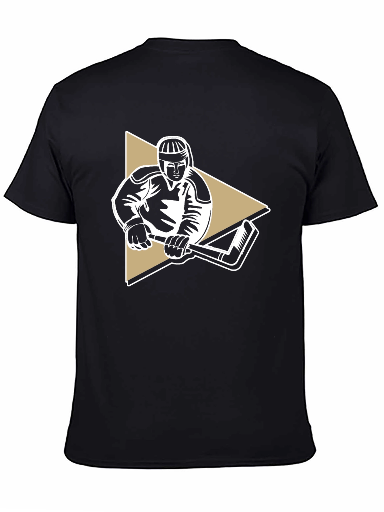 Hockey Player Graphic Tee - Black Cotton T-Shirt