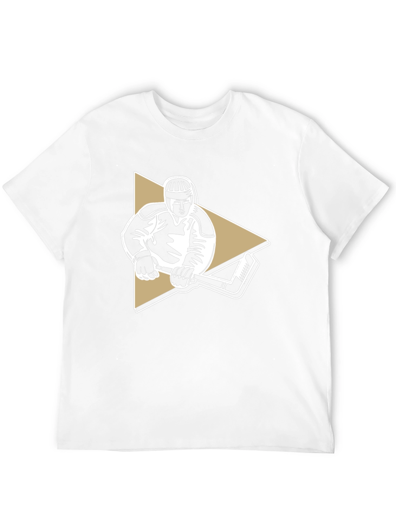 Hockey Player Graphic Tee - Black Cotton T-Shirt