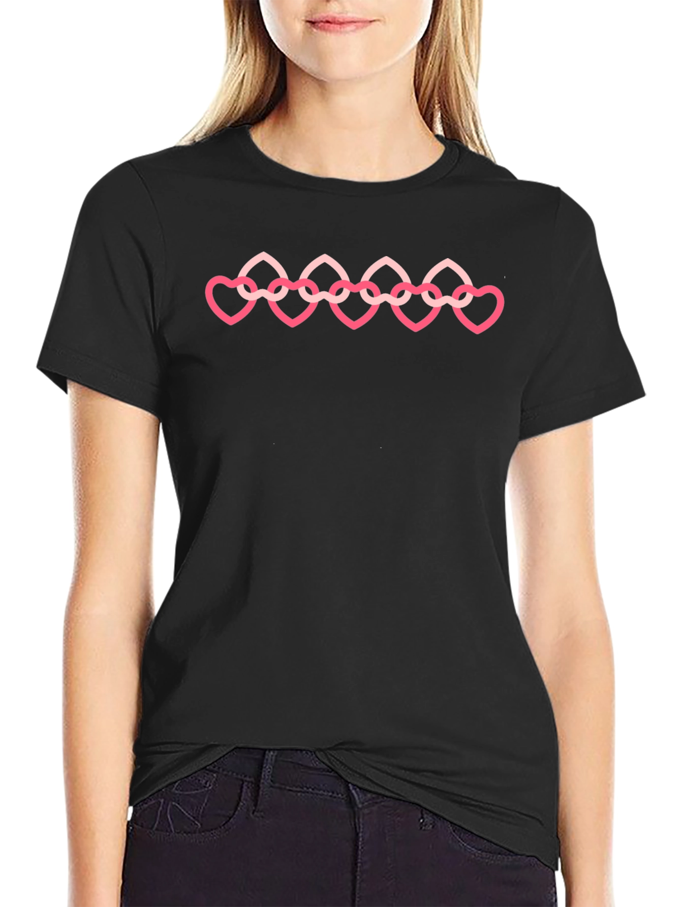 Heart Chain Graphic T-Shirt - Stylish Black Tee
