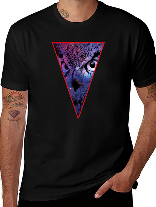 Cosmic Owl Triangle Graphic T-Shirt