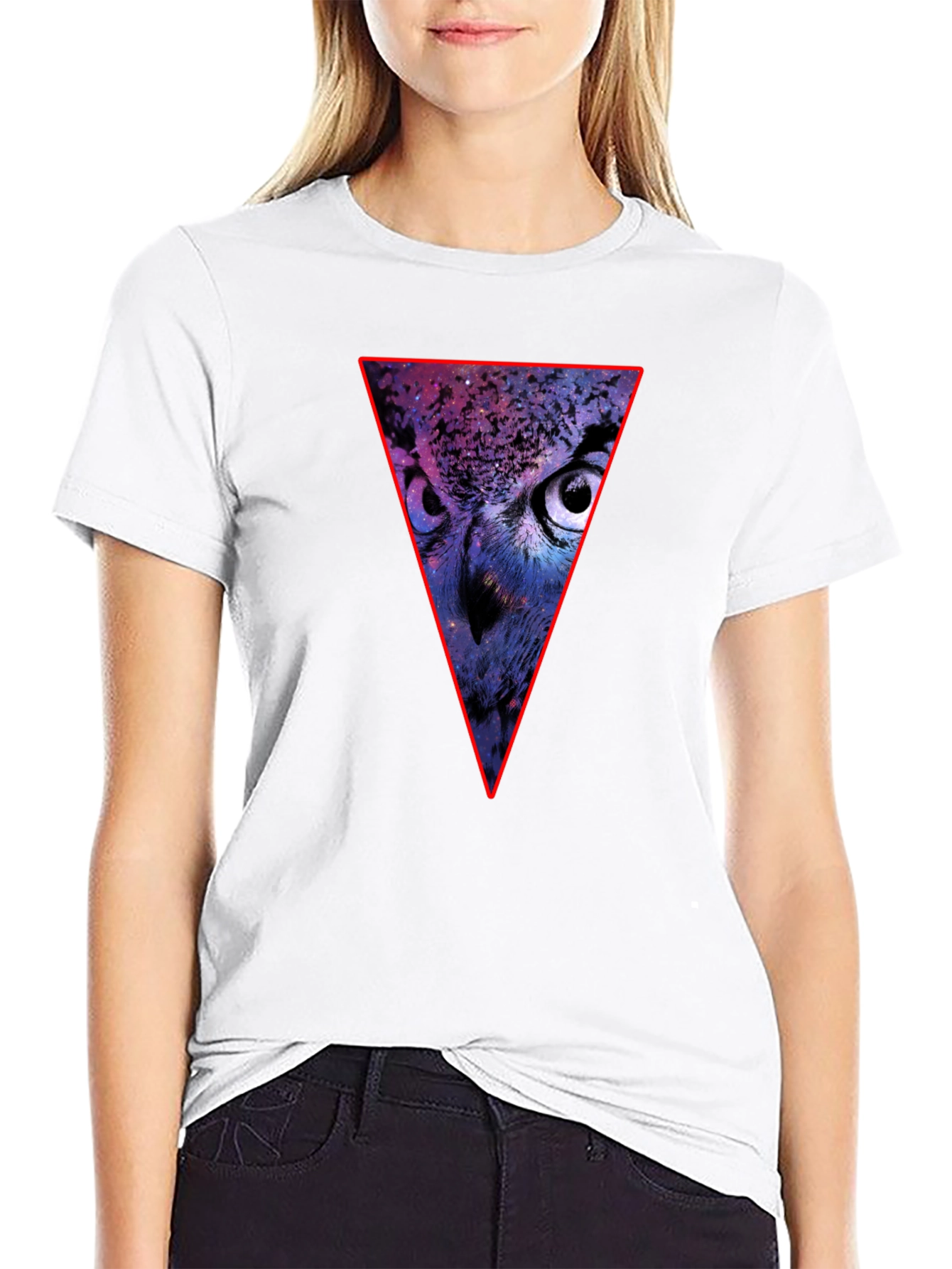 Cosmic Owl Triangle Graphic T-Shirt