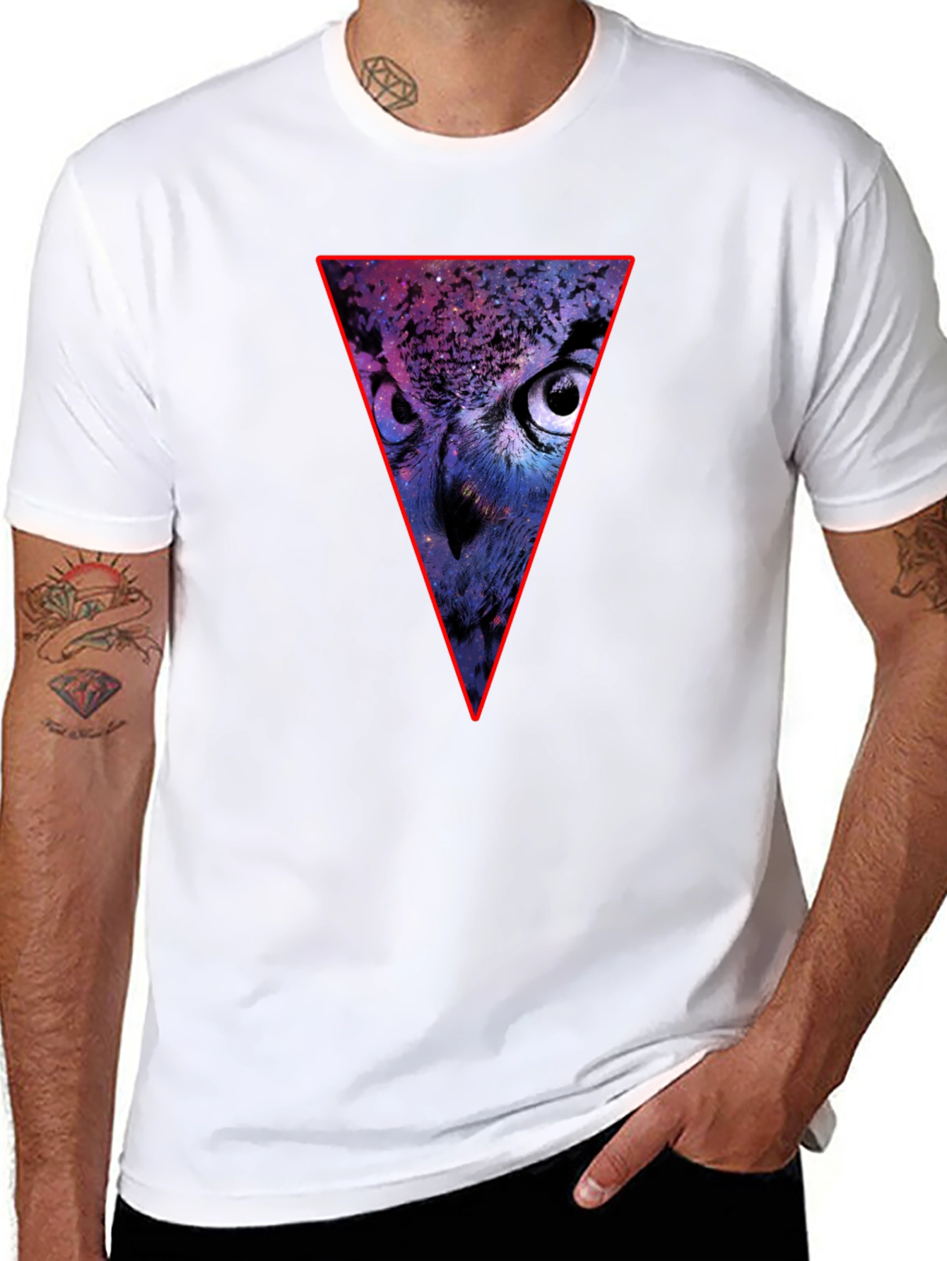 Cosmic Owl Triangle Graphic T-Shirt