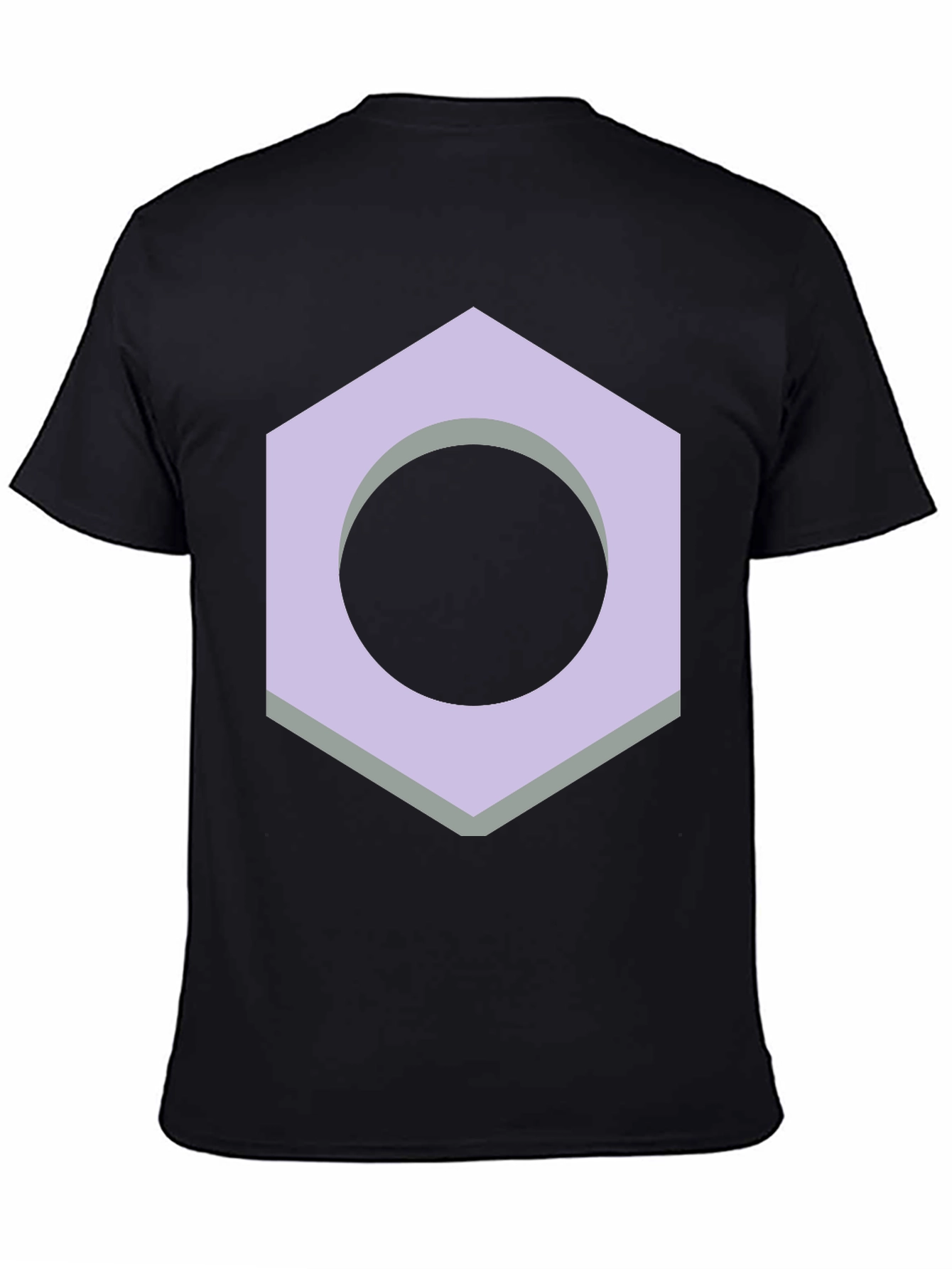 Geometric Hex Nut Graphic Tee - Casual Black T-Shirt
