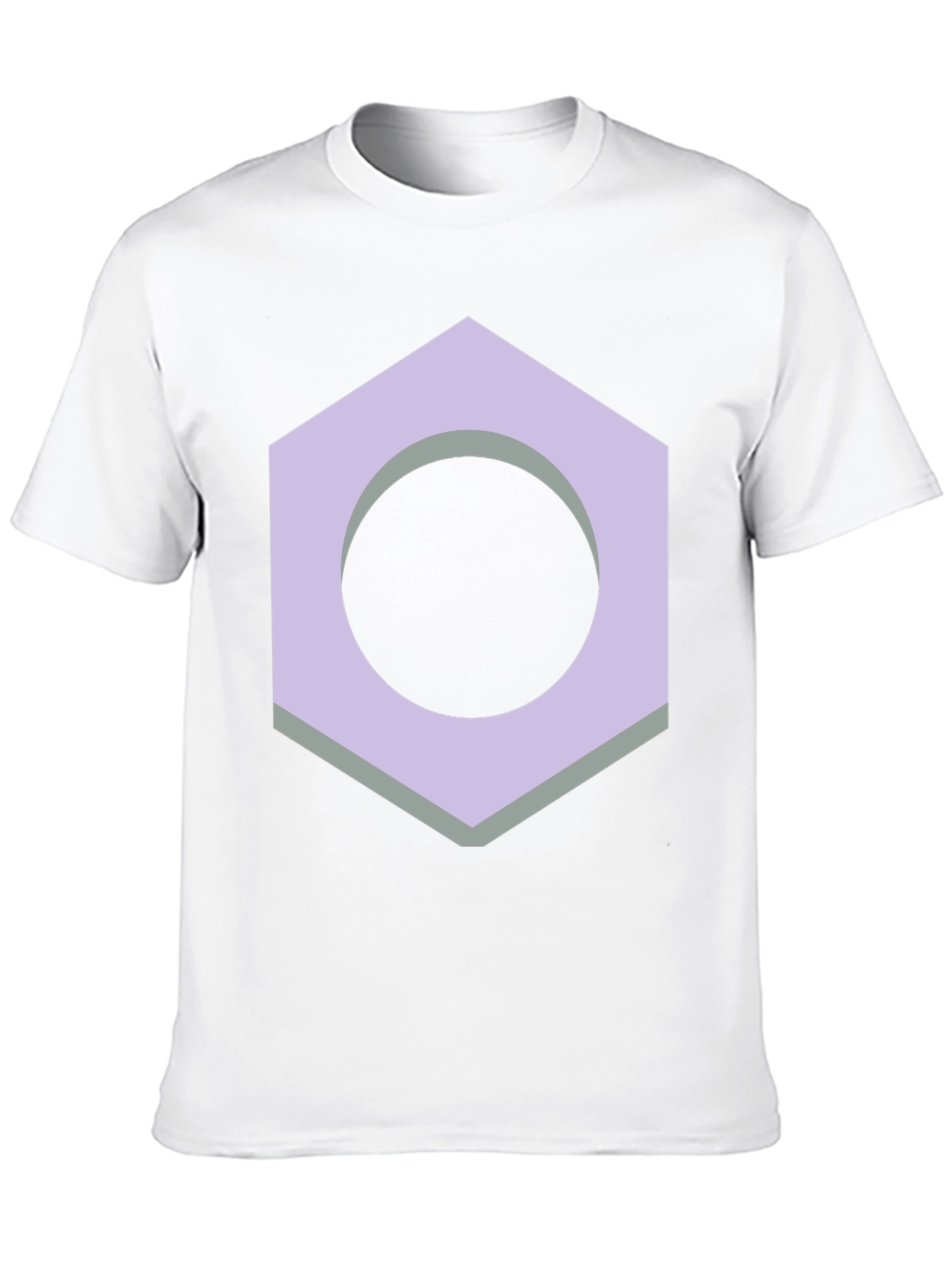 Geometric Hex Nut Graphic Tee - Casual Black T-Shirt