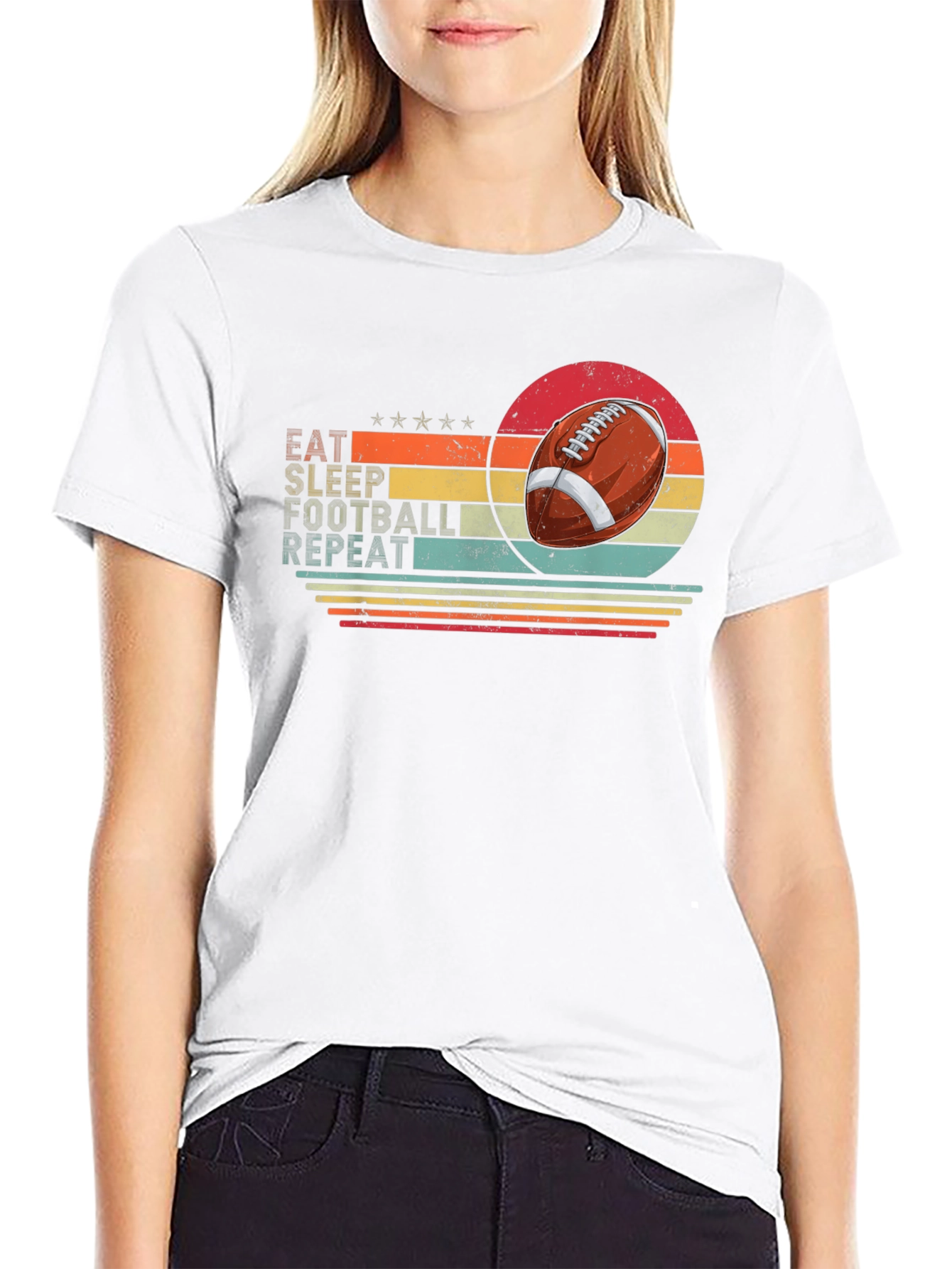 Eat Sleep Football Repeat Black T-Shirt