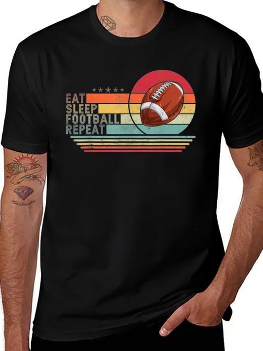Eat Sleep Football Repeat Black T-Shirt