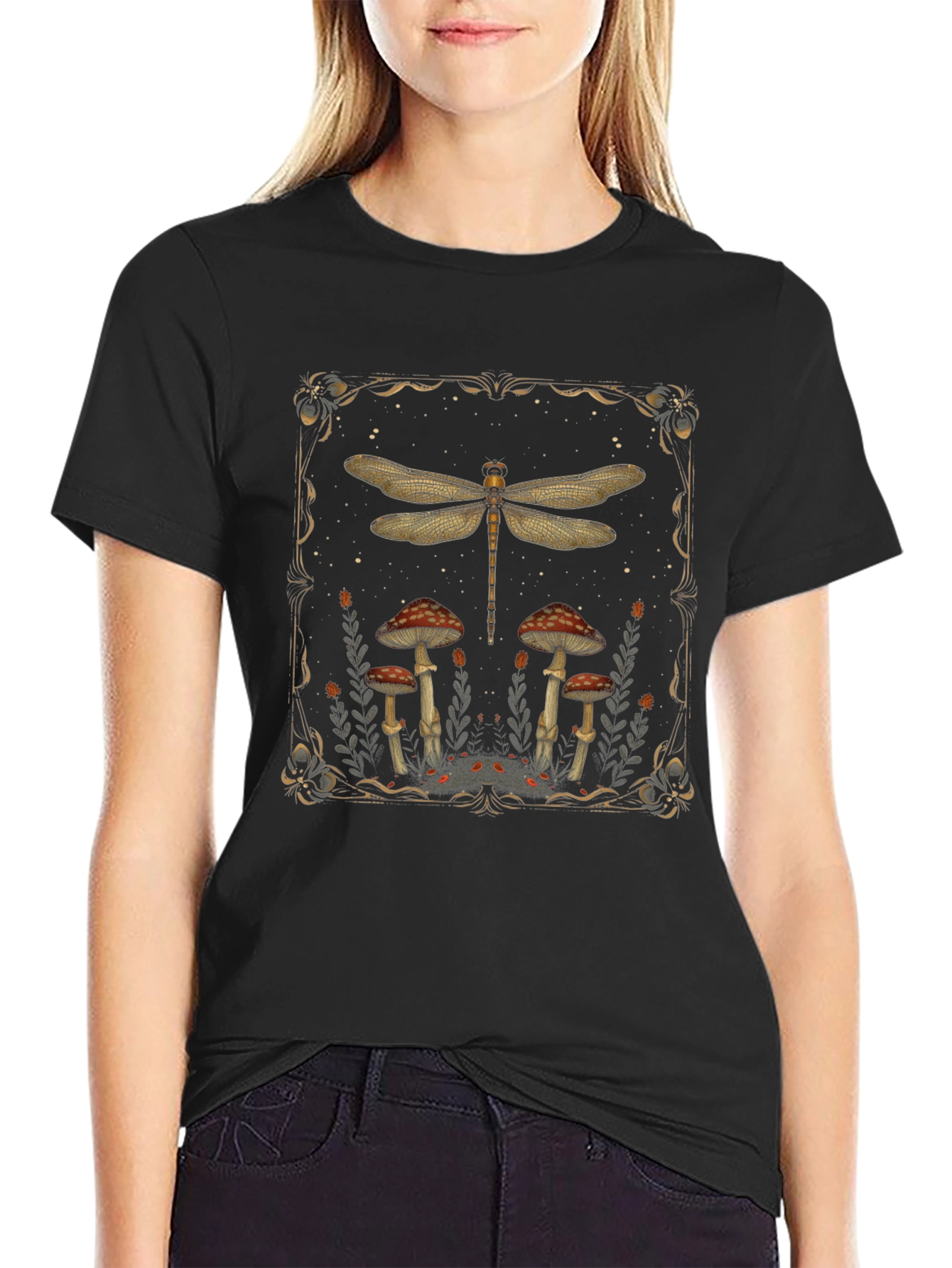 Dragonfly & Mushroom Graphic Tee