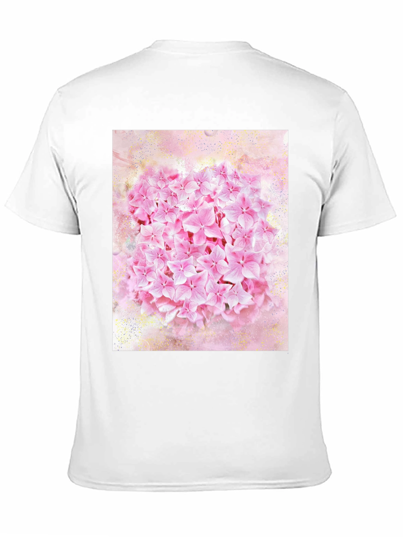 Pink Floral Print Black T-Shirt
