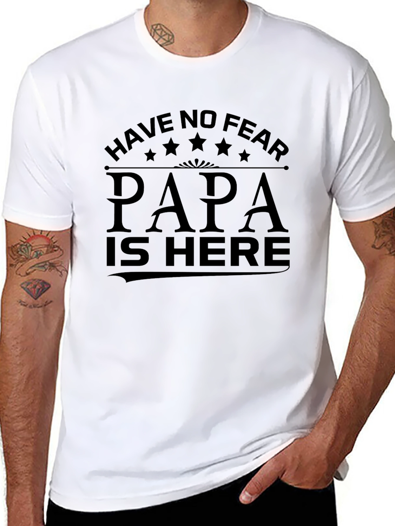 Papa is Here T-Shirt - Black Cotton Tee