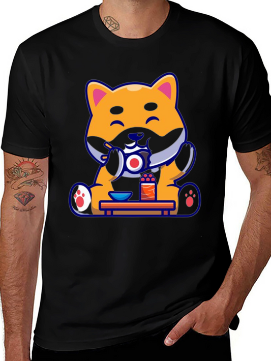 Shiba Inu Ramen T-Shirt - Cute Dog Eating Noodles Tee