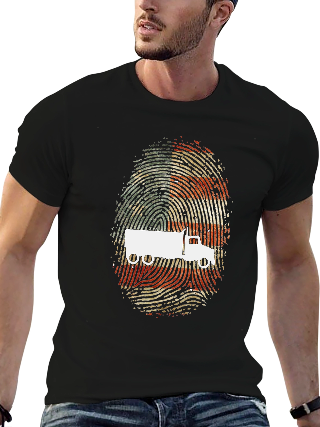 Trucker Fingerprint Graphic T-Shirt