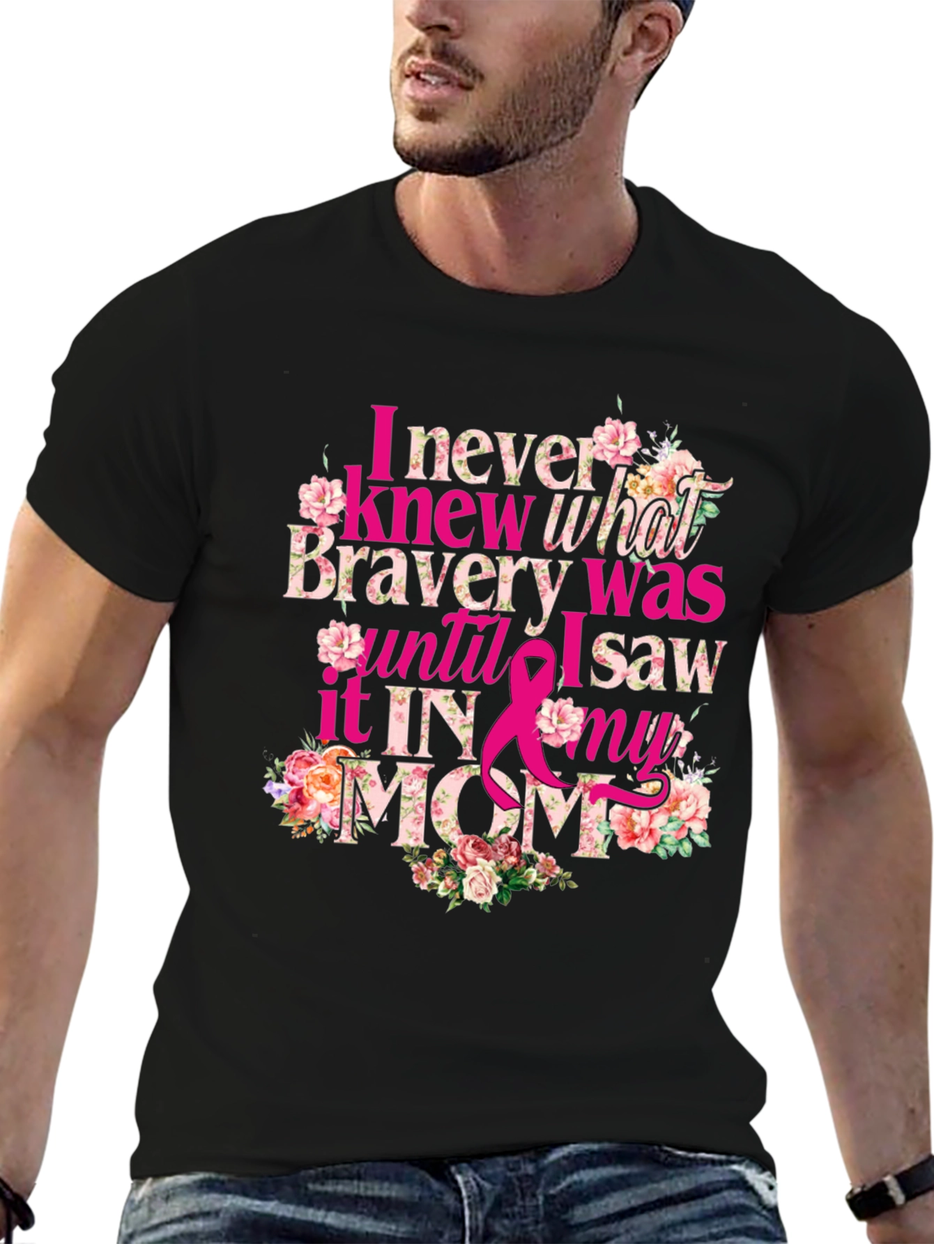 Bravery in My Mom Breast Cancer Awareness T-Shirt