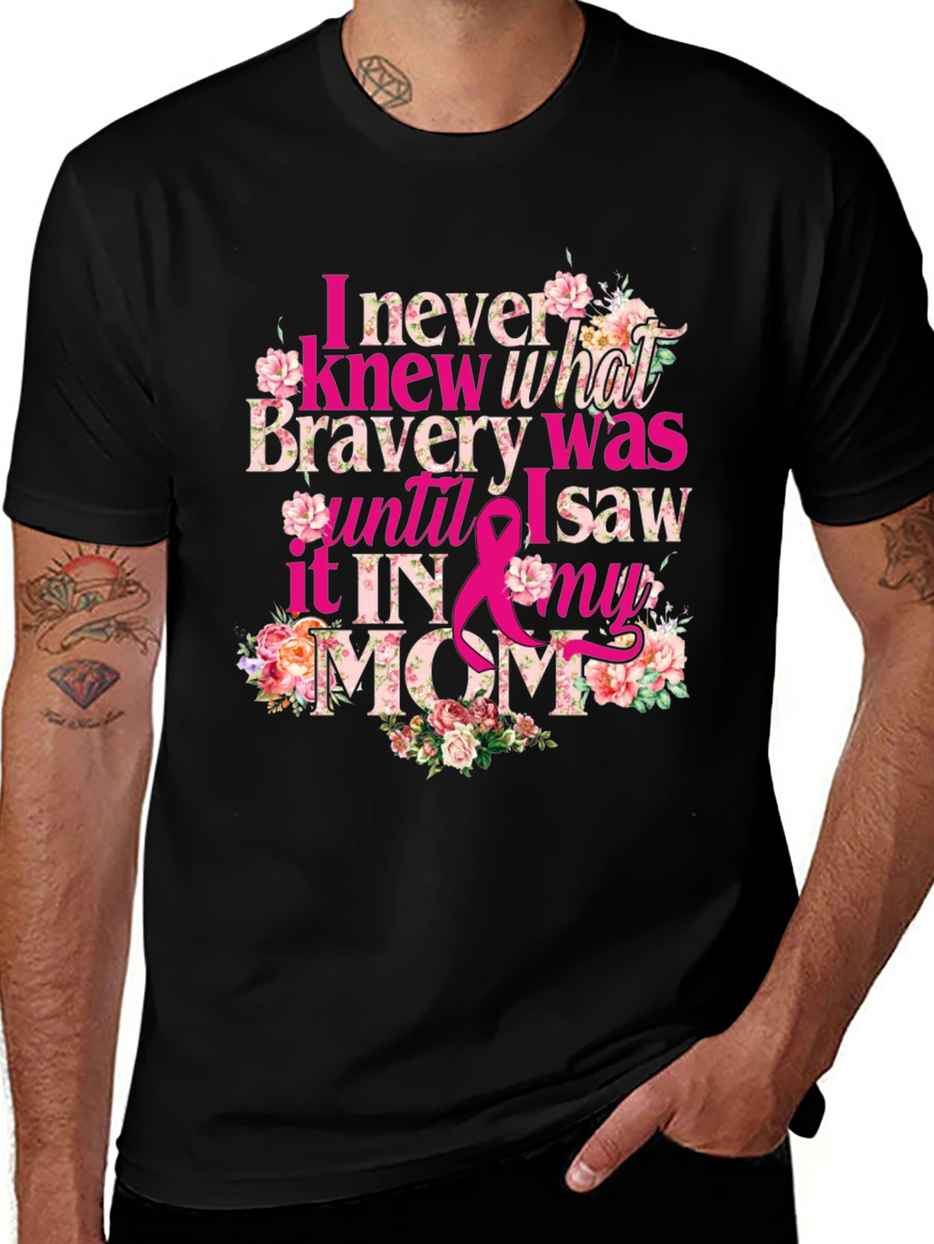Bravery in My Mom Breast Cancer Awareness T-Shirt