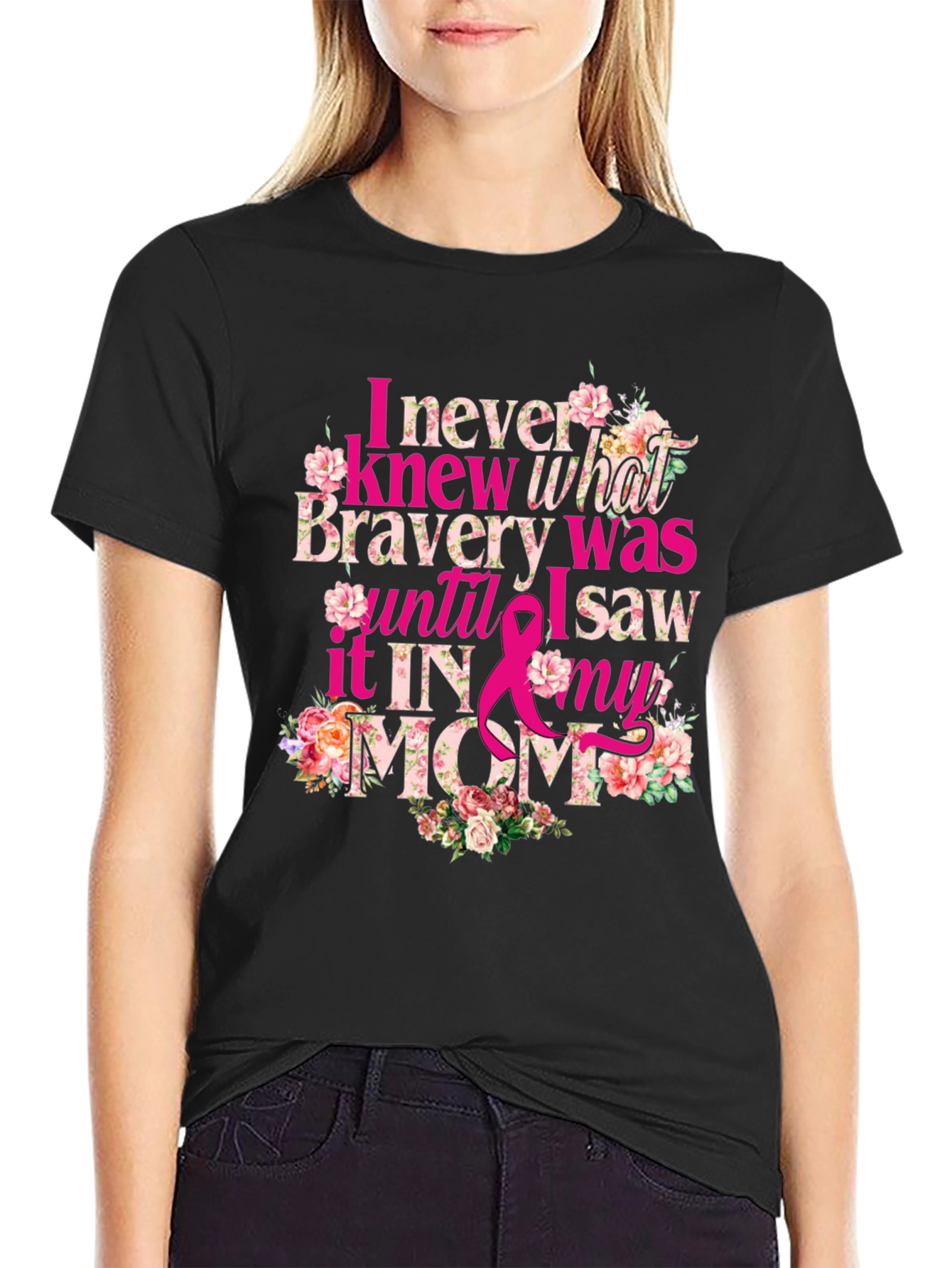 Bravery in My Mom Breast Cancer Awareness T-Shirt
